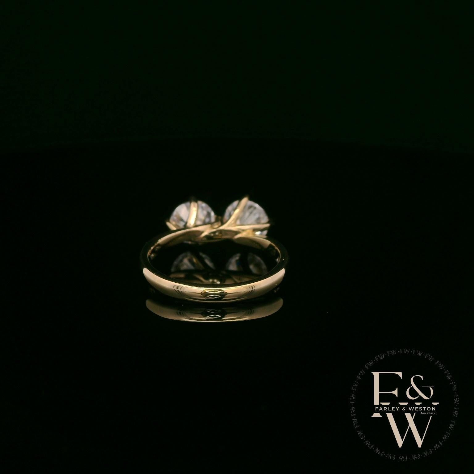 Double Moissanite & 9ct Yellow Gold Ring