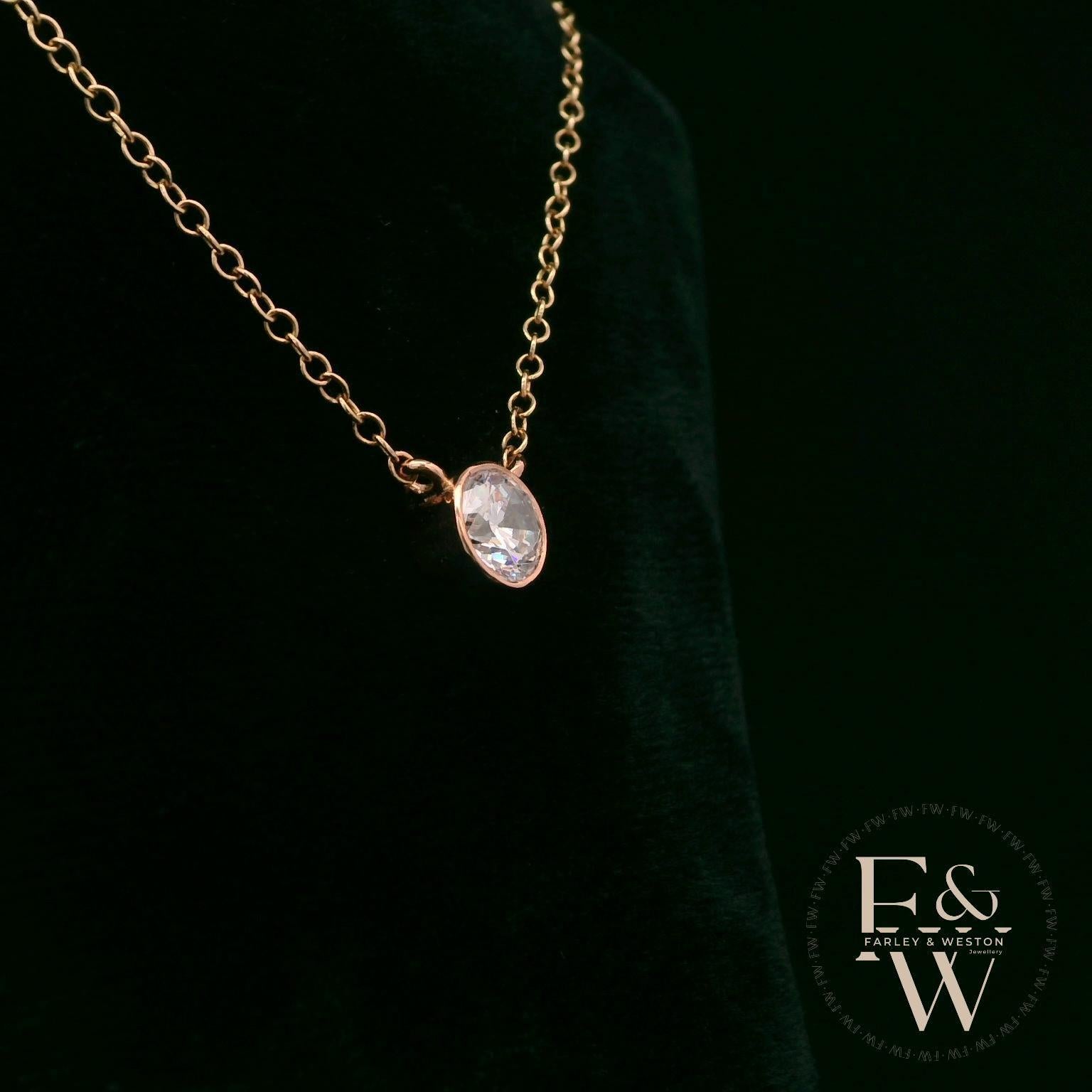 9ct Rose Single Stone Lab Grown Diamond Necklace