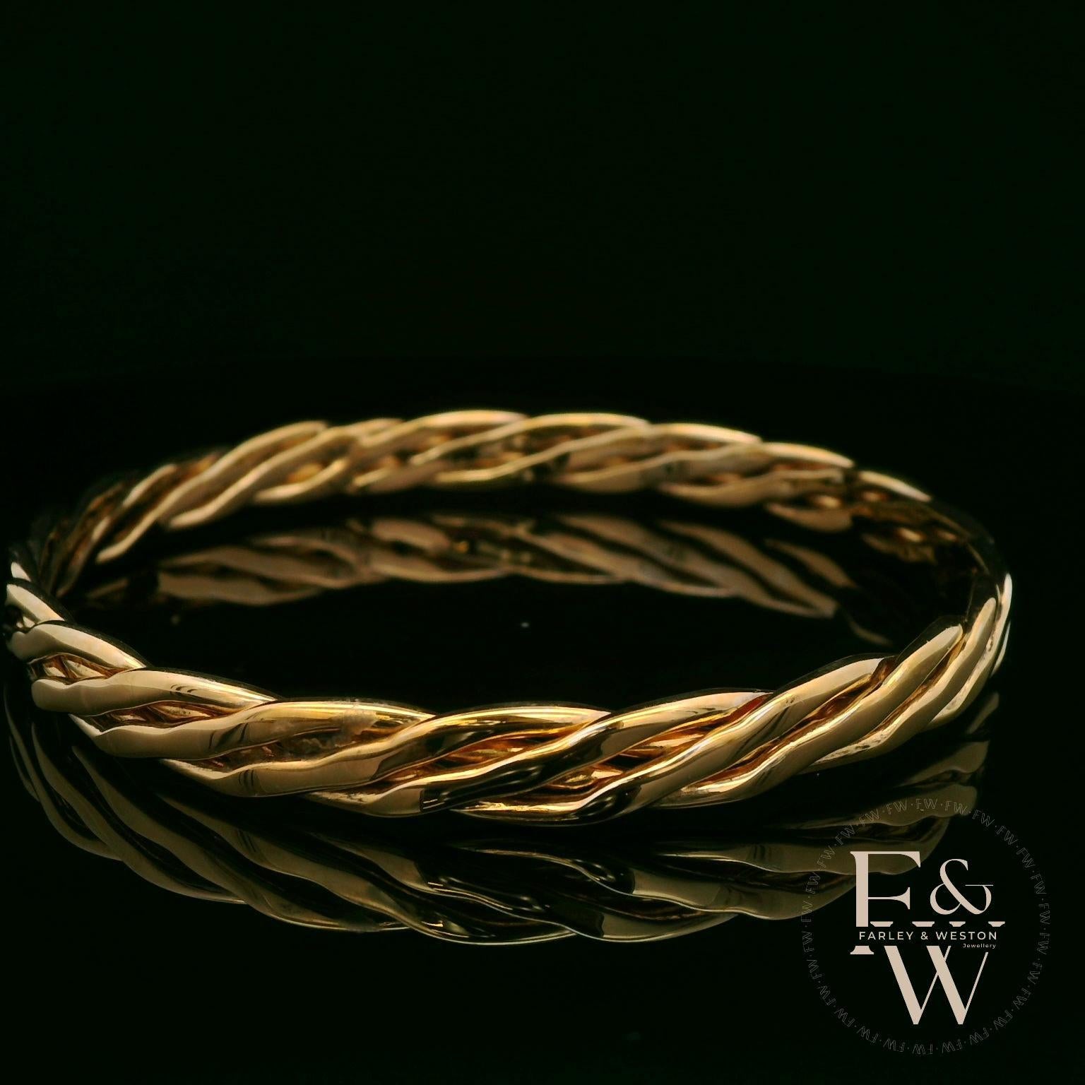 Slave Bangle Heavyweight Handmade 9ct Gold Twist 30g UK Hallmarked