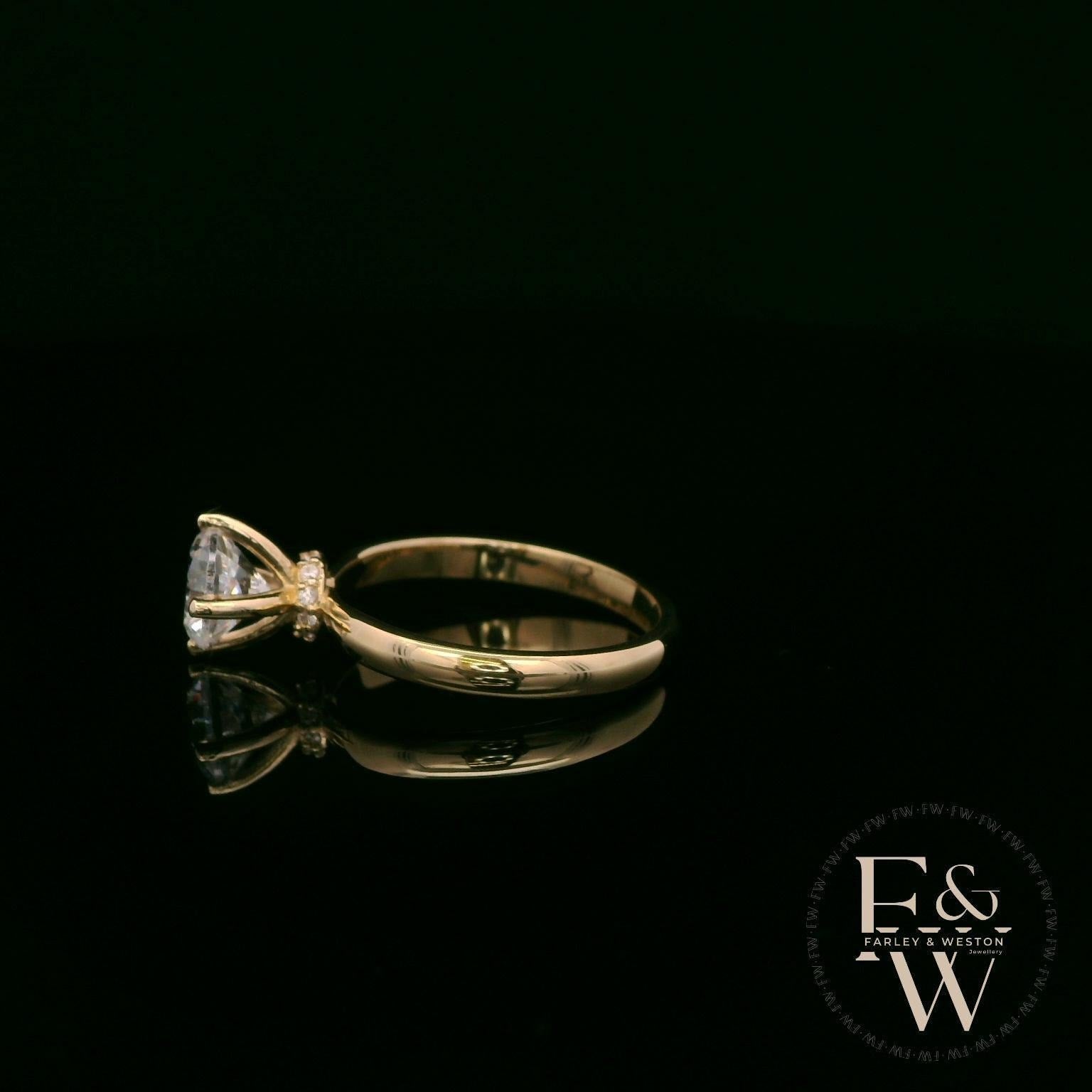 9ct Yellow Gold Lab Grown Diamond Single Stone with Bezel Set Head Ring