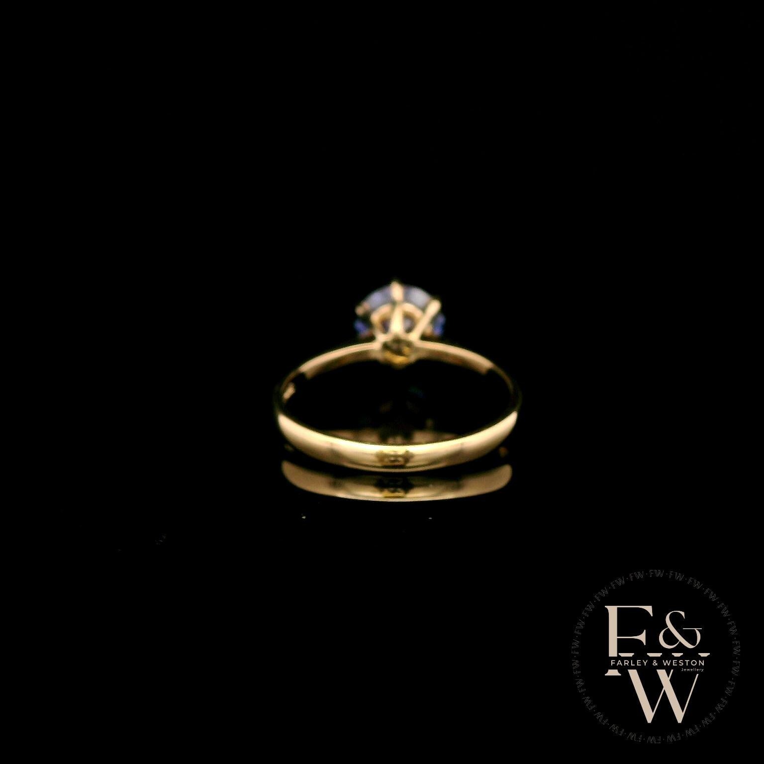 9ct Yellow Gold Tanzanite CZ Single Stone Ring