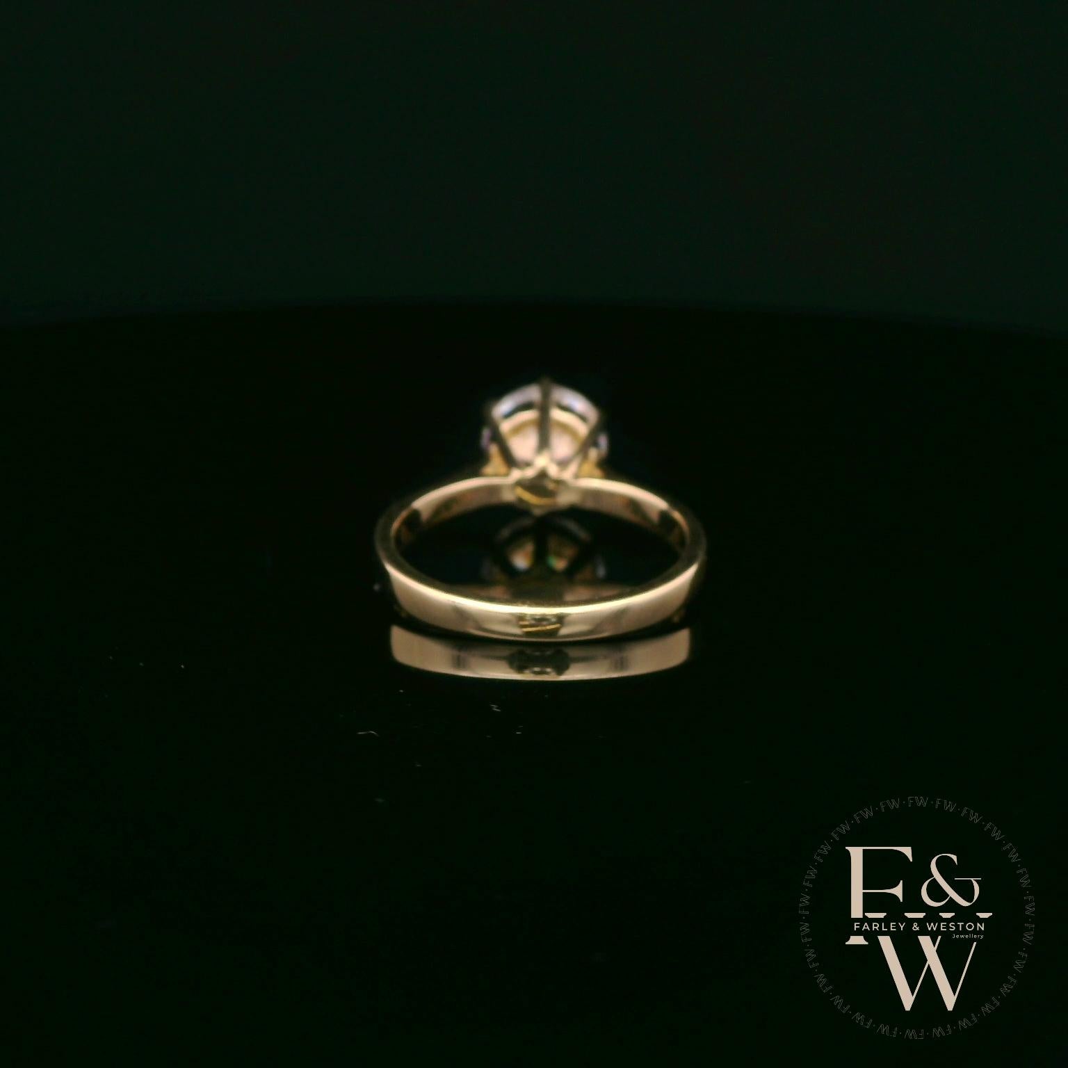 9ct Yellow Gold and White Moissanite Single Stone Ring