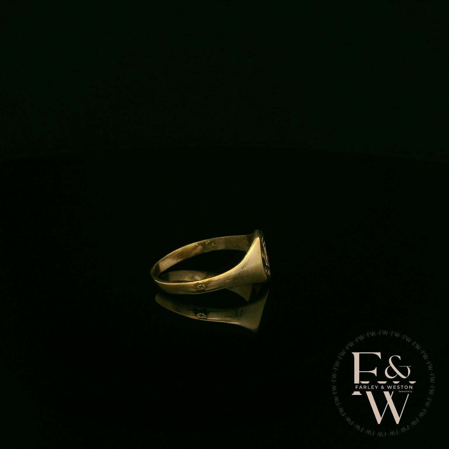 9ct Yellow Gold Welsh Feather Signet Ring