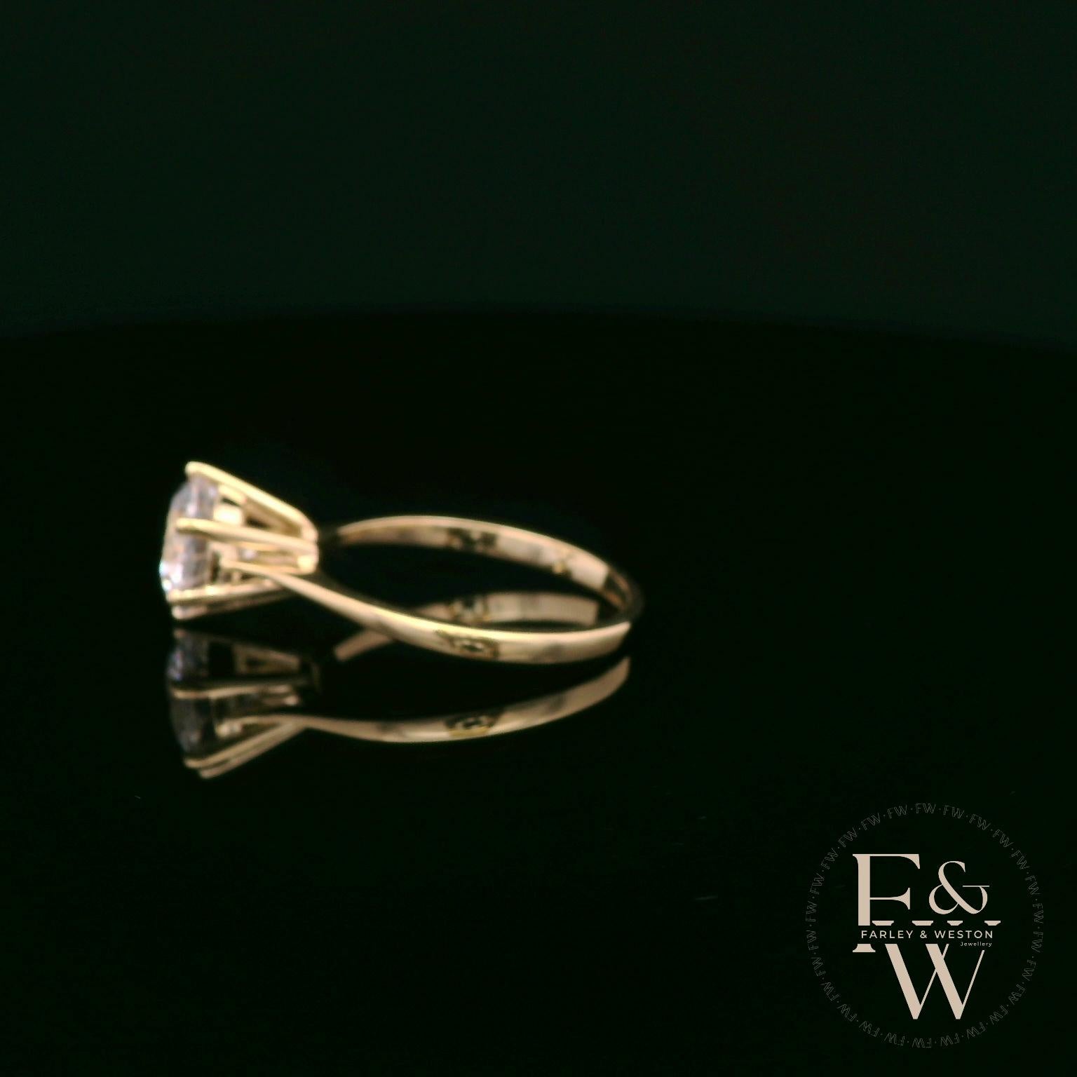 9ct Yellow Gold White Moissanite Single Stone Ring