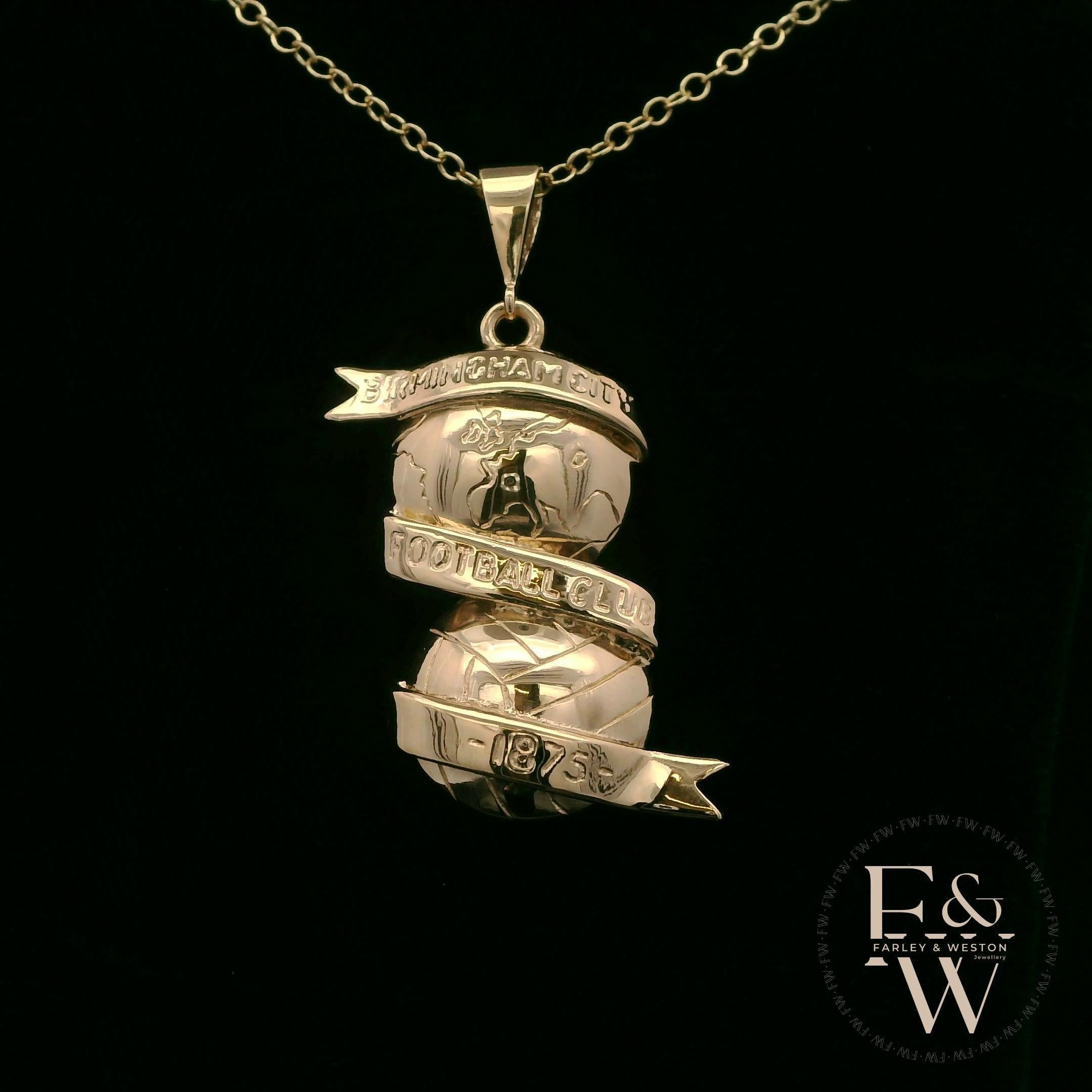 Birmingham City Football Club Yellow Gold Pendant