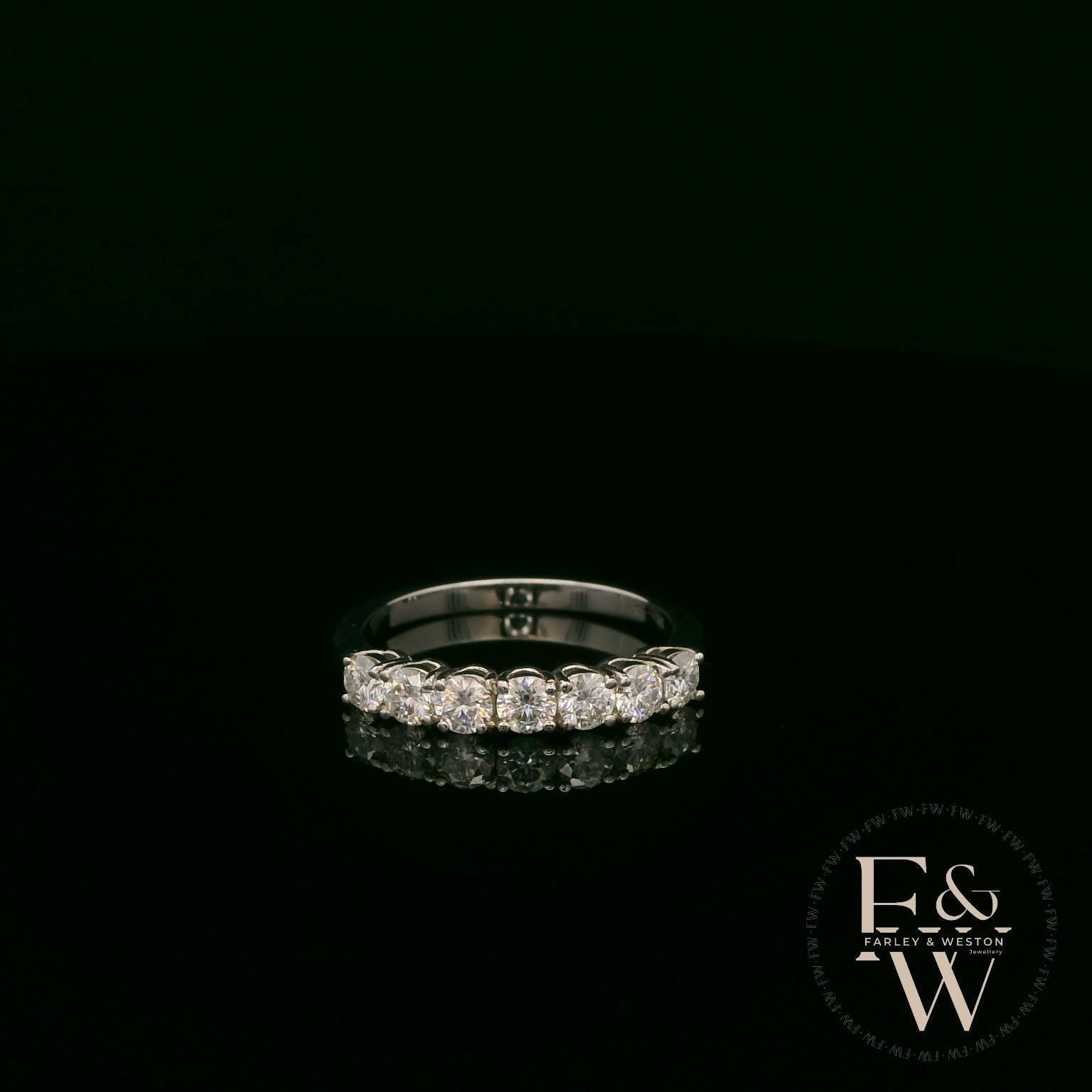 Moissanite & 9ct White Gold Half-Eternity Ring