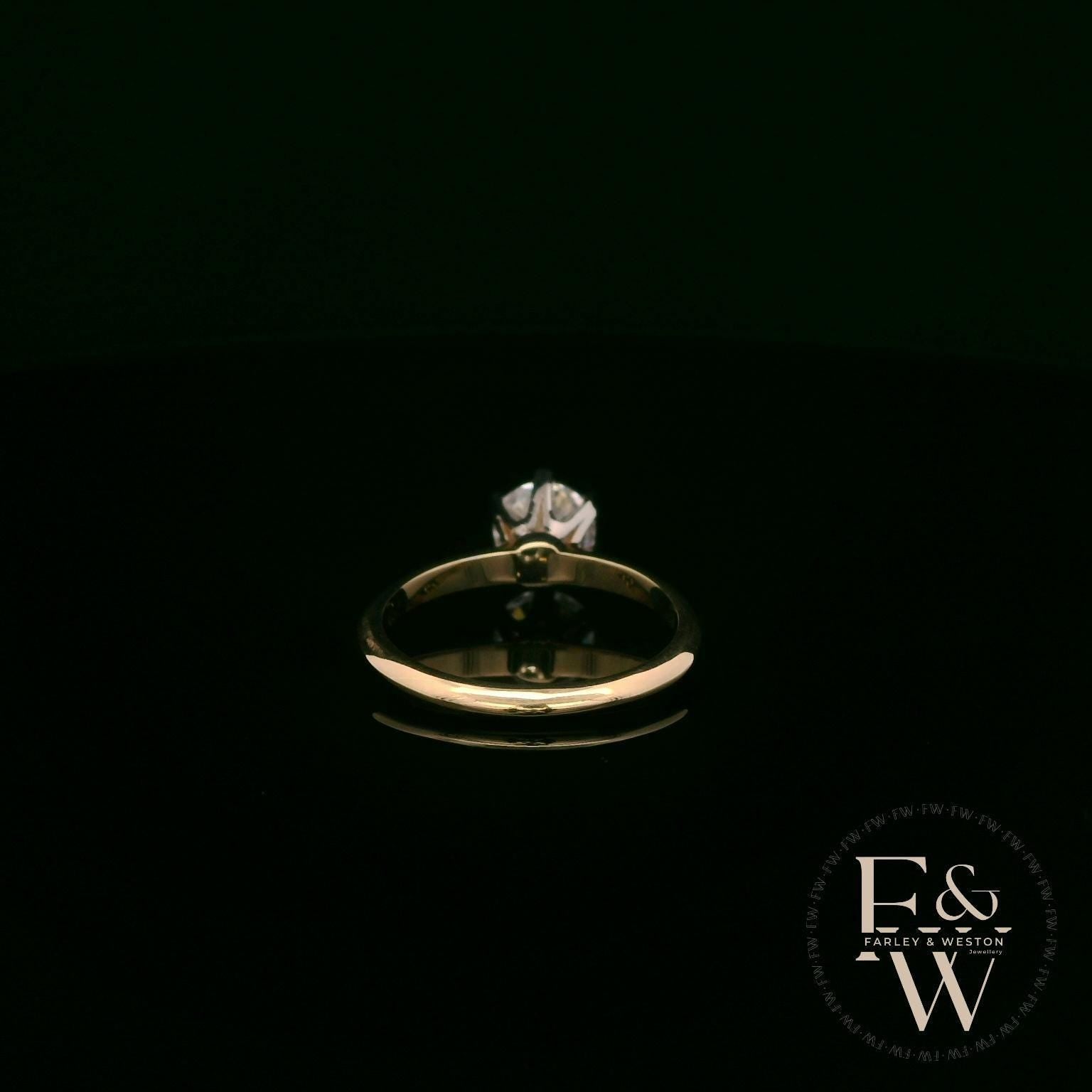 Solitaire Moissanite & 9ct Yellow Gold Engagement Ring