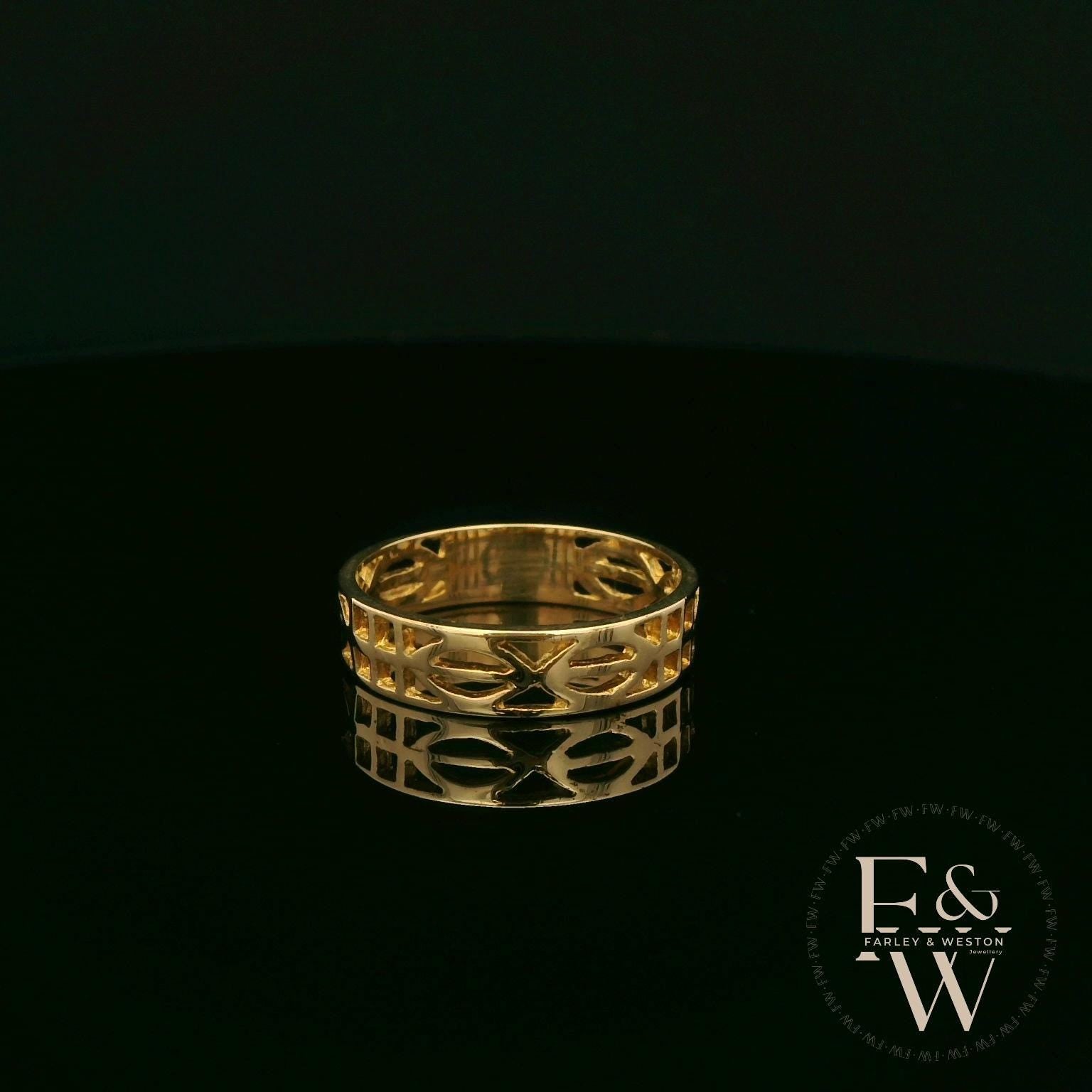 9ct Yellow Gold Geometric Cutout Band Ring