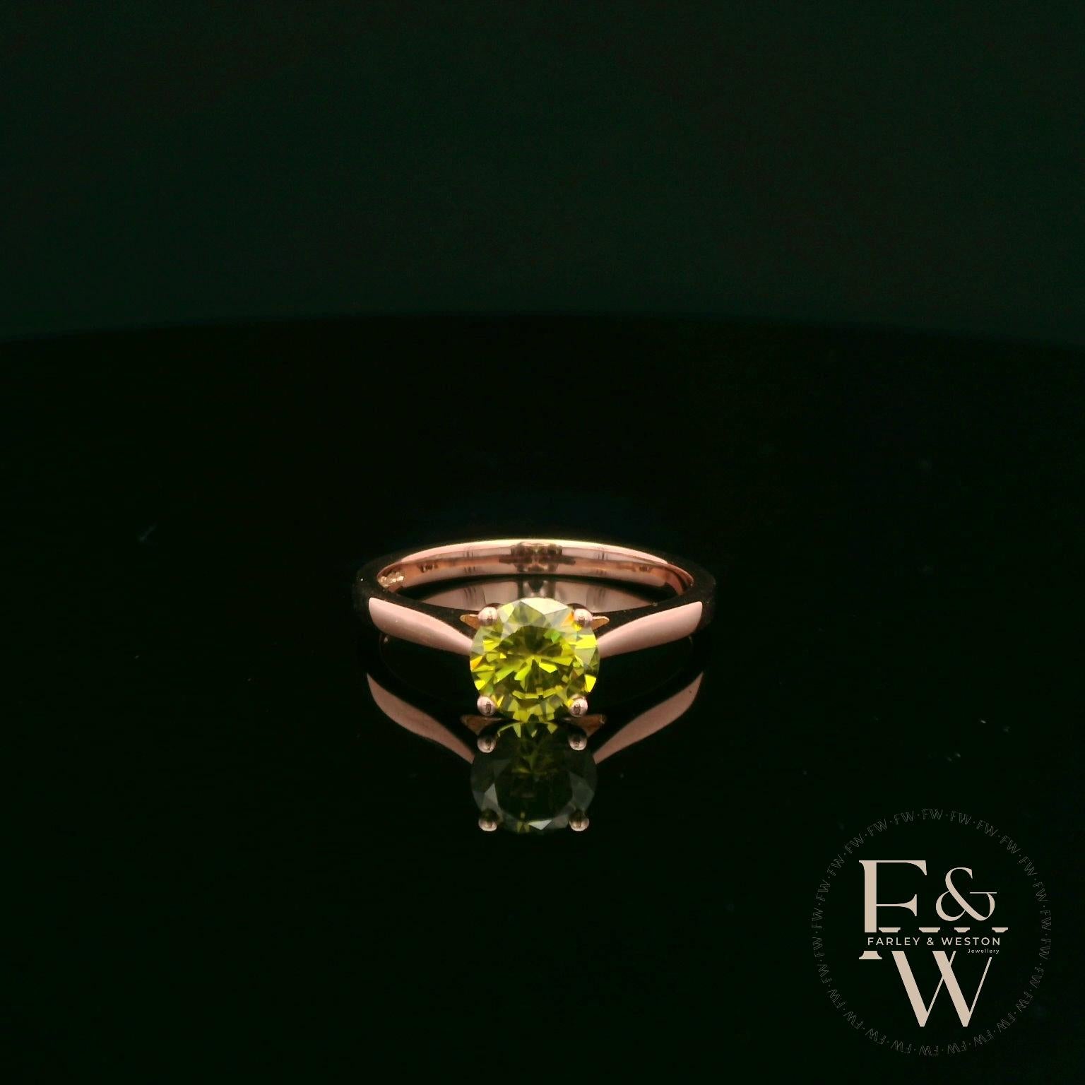 9ct Rose Gold Peridot CZ Solitaire Ring