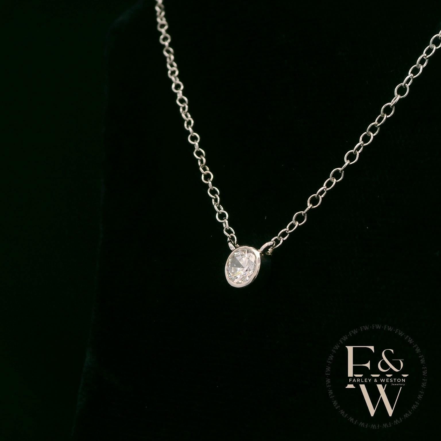 9ct White Gold Single Stone Lab-Grown Diamond Necklace