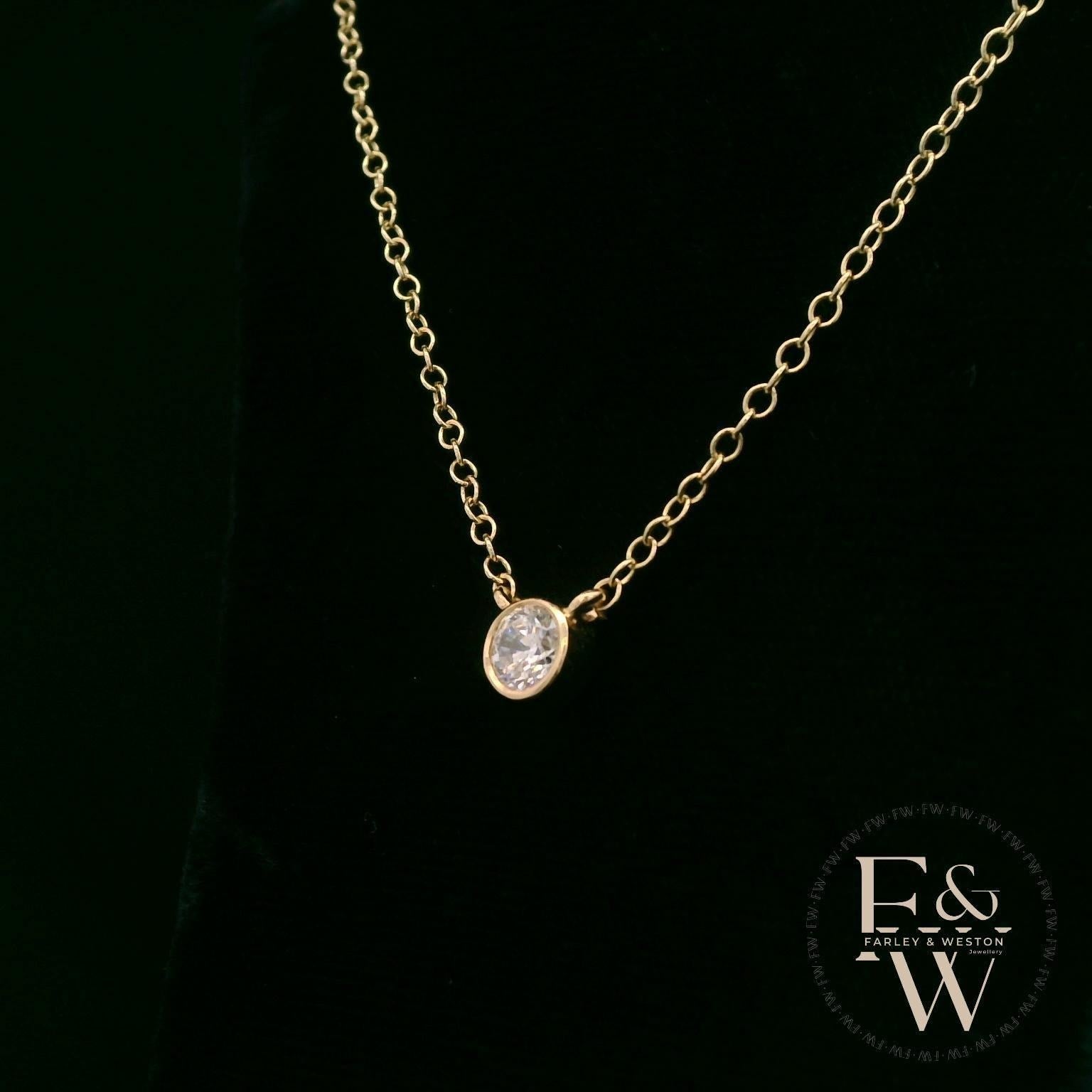 9ct Yellow Gold Single Stone Diamond Necklace