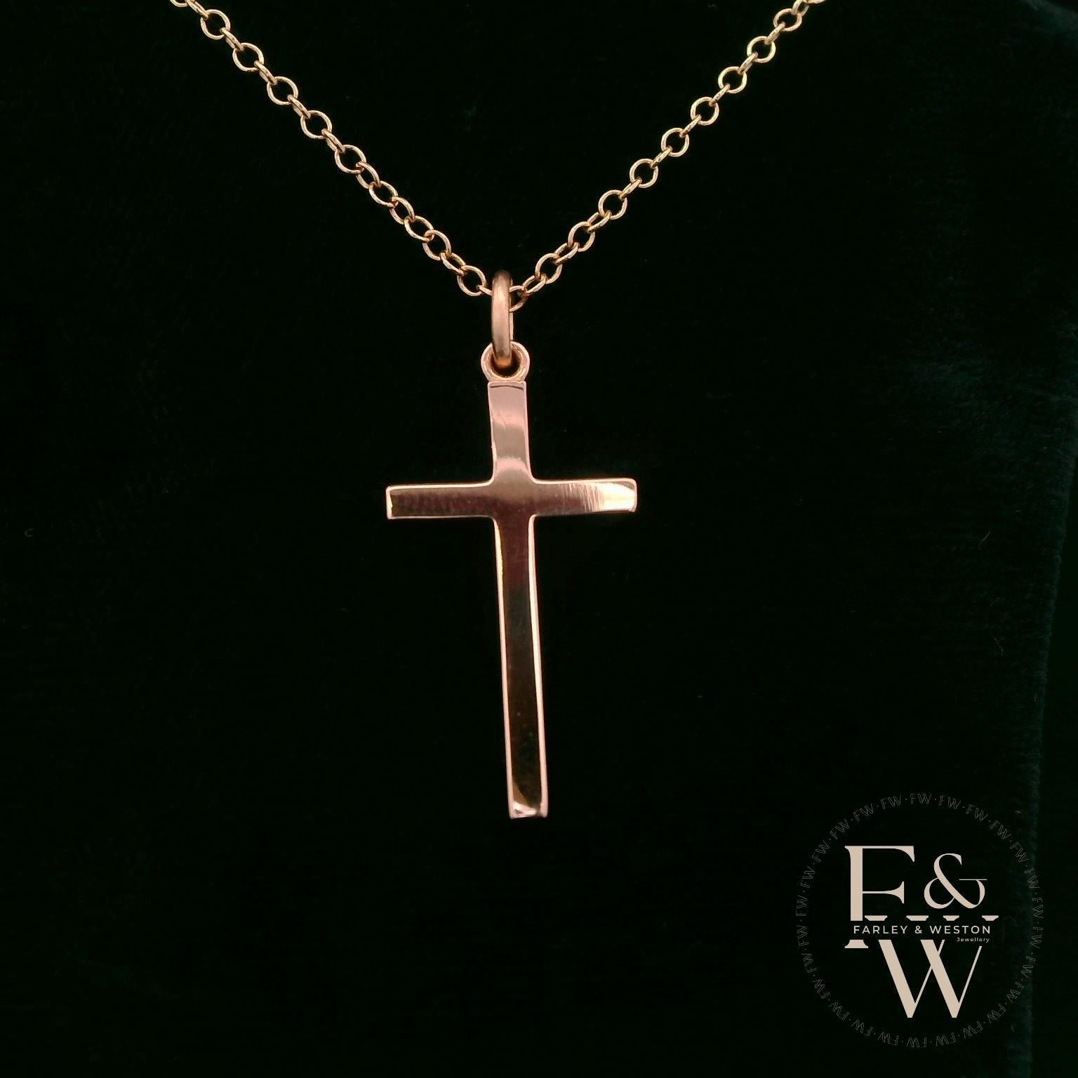 9ct Rose Gold Cross Pendant