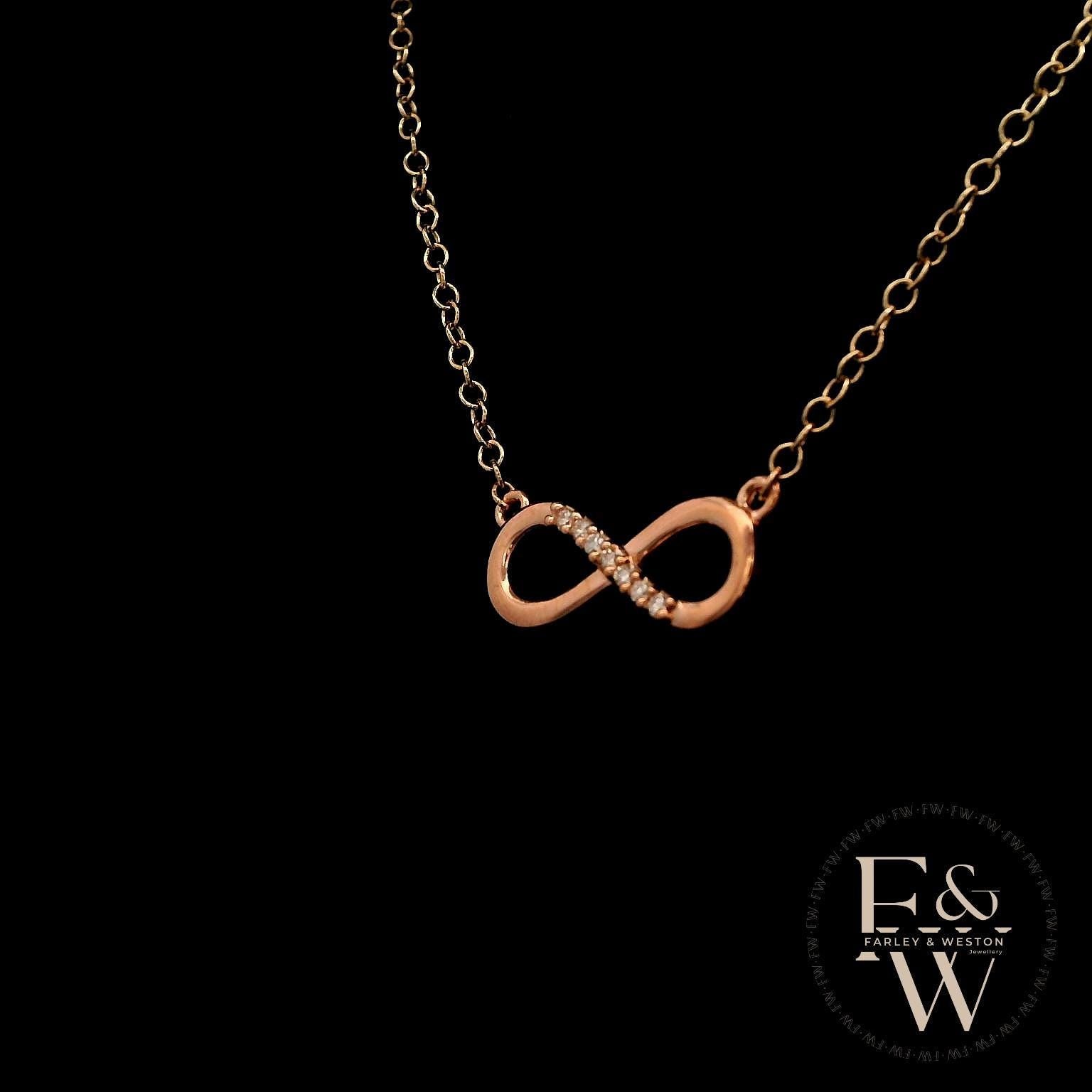 9ct Rose Gold Infinity Moissanite Pendant