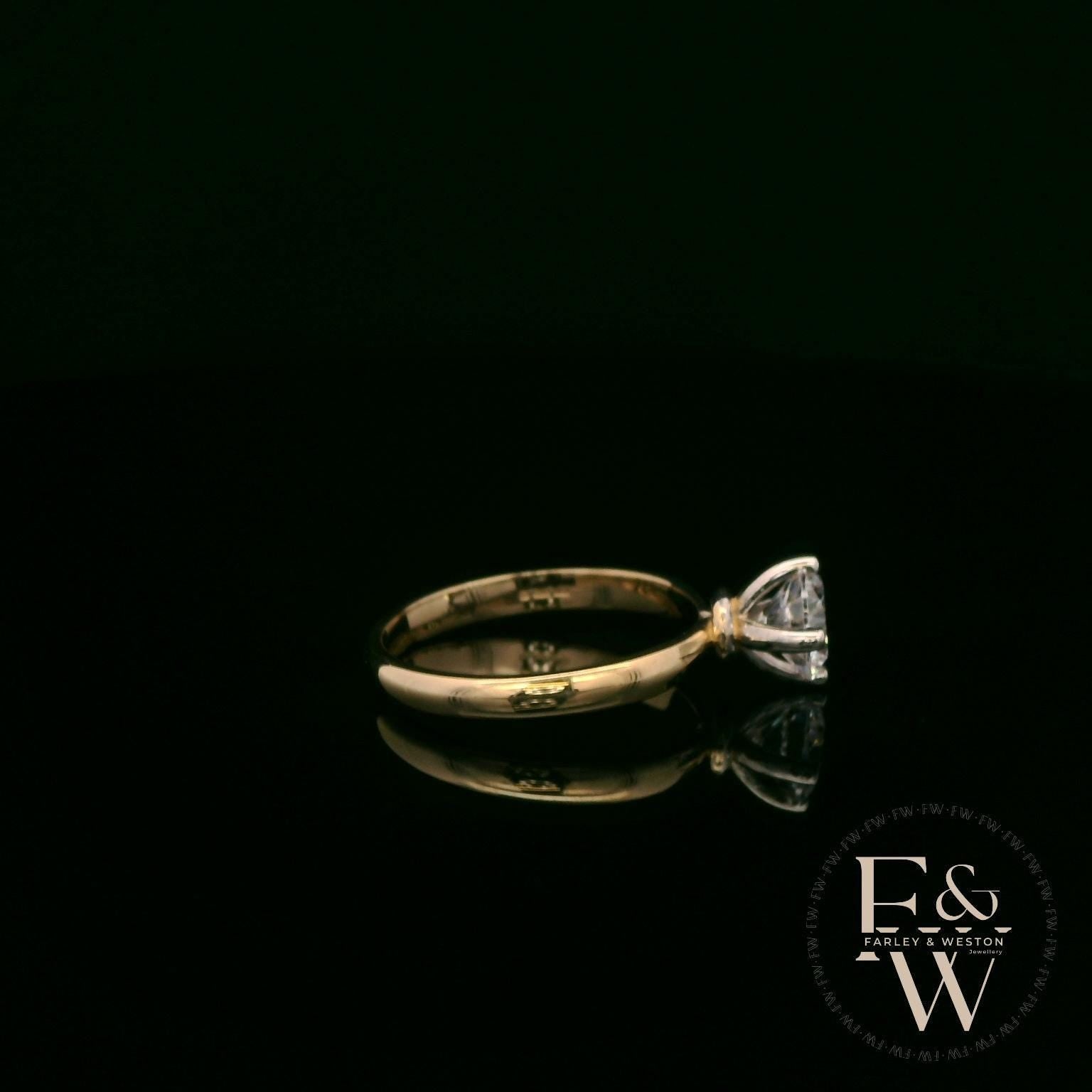 Solitaire Moissanite & 9ct Yellow Gold Engagement Ring