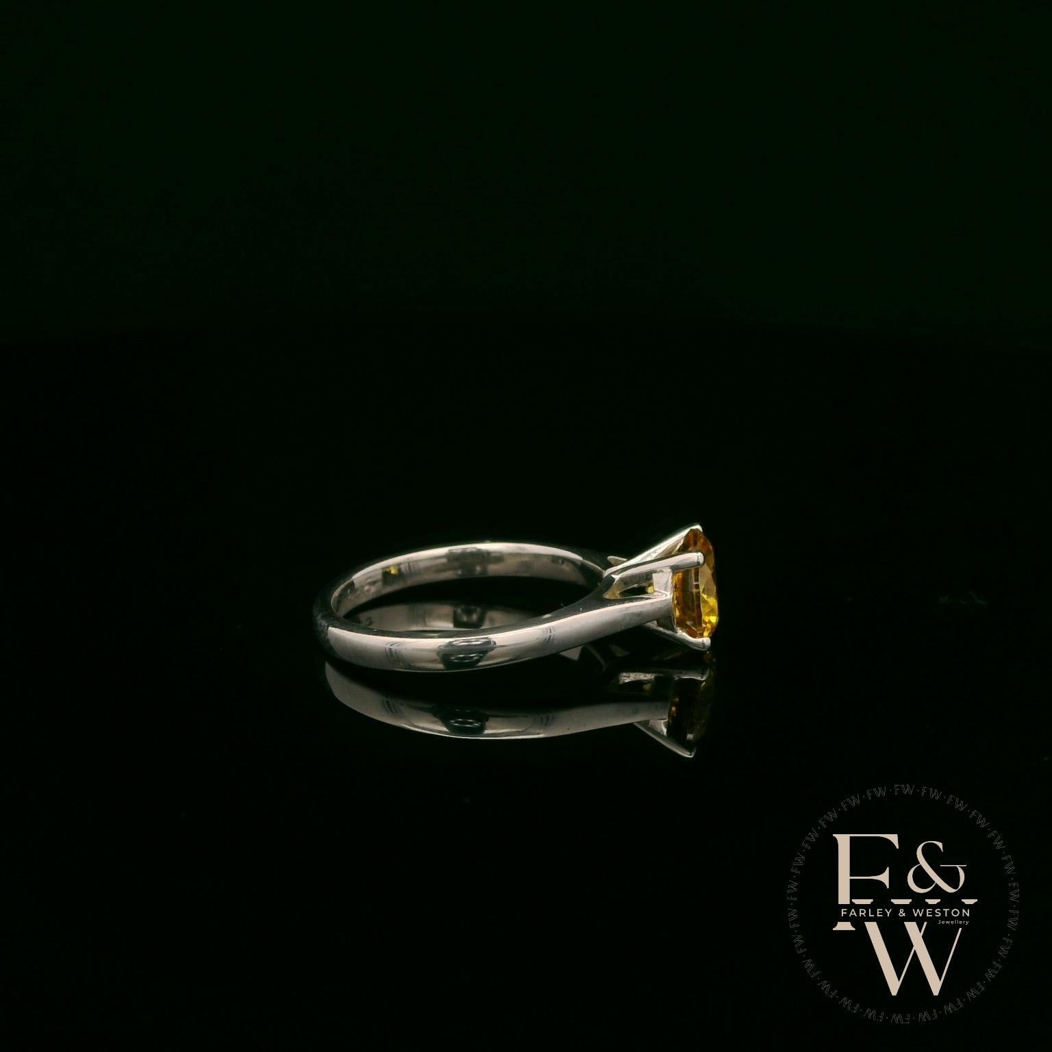 Sterling Silver Yellow Sapphire CZ Single Stone Ring