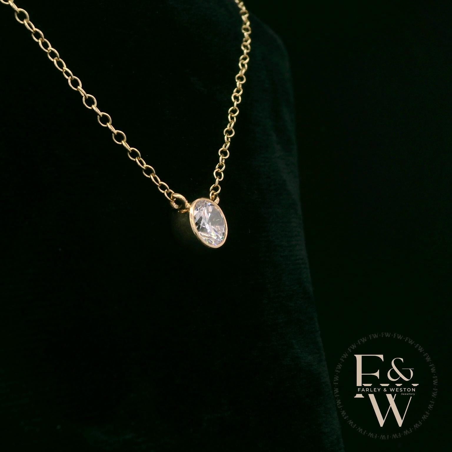 9ct Yellow Single Stone Lab Grown Diamond Necklace
