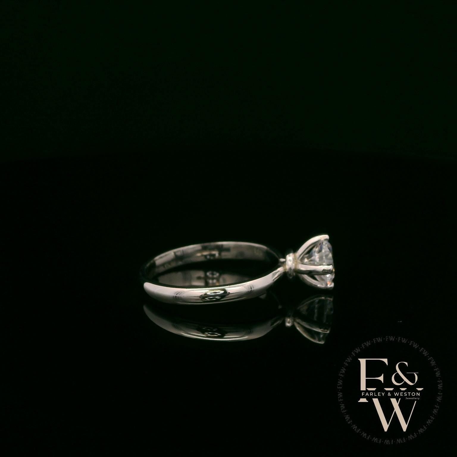 Solitaire Moissanite & 9ct White Gold Engagement Ring