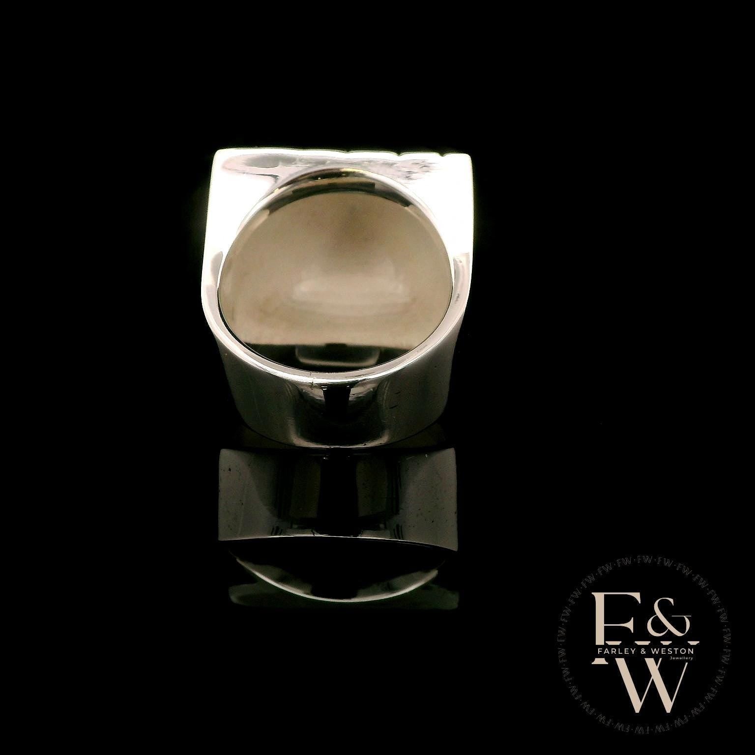 Heavy Silver Textured Pyramid Ring