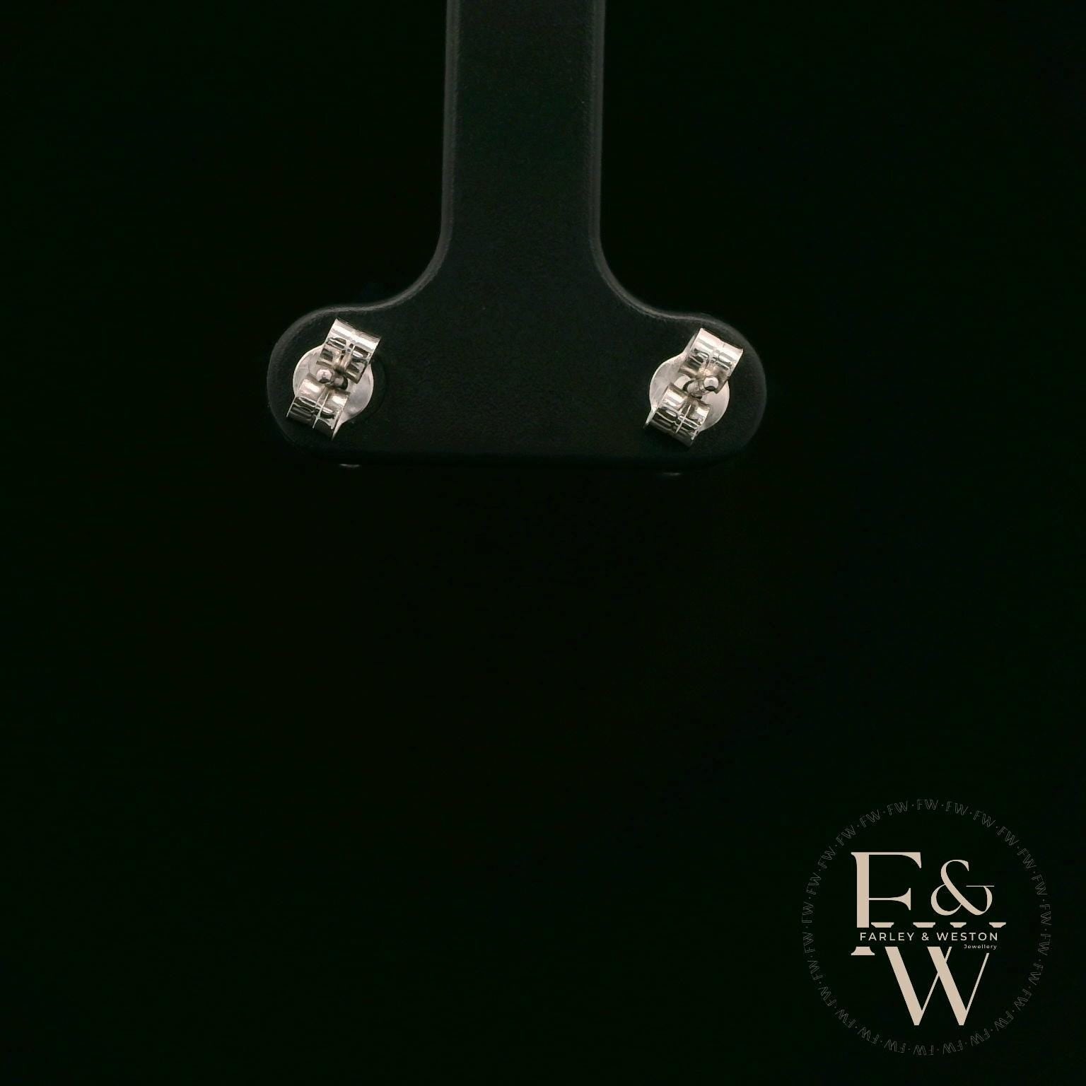 18ct White Gold Round-Cut Sapphire & Diamond Studs