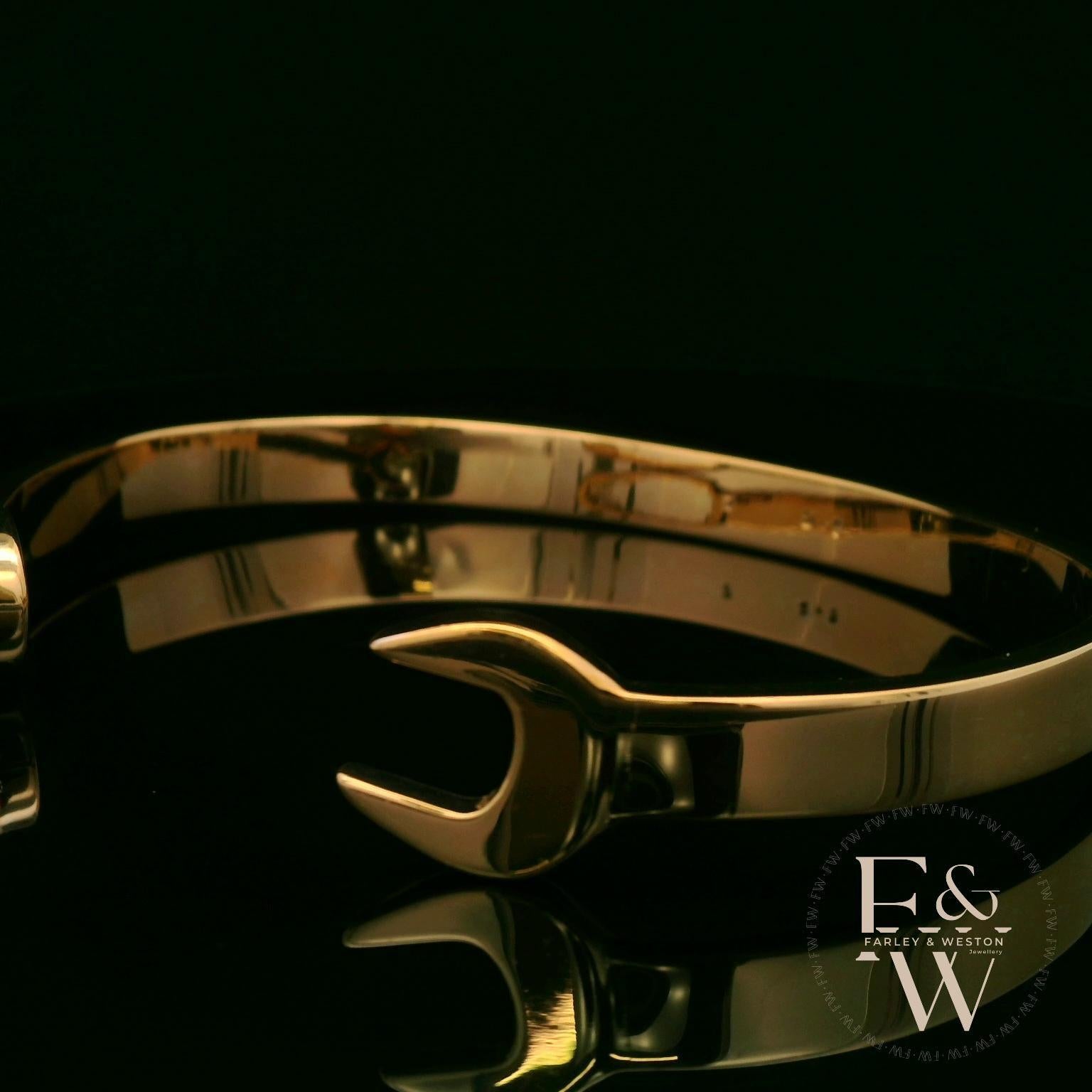 Spanner Bangle Heavy Handmade 9ct Gold 36g UK Hallmarked BL449