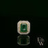 18ct White and Yellow Gold Emerald-Cut Emerald Diamond Halo Ring
