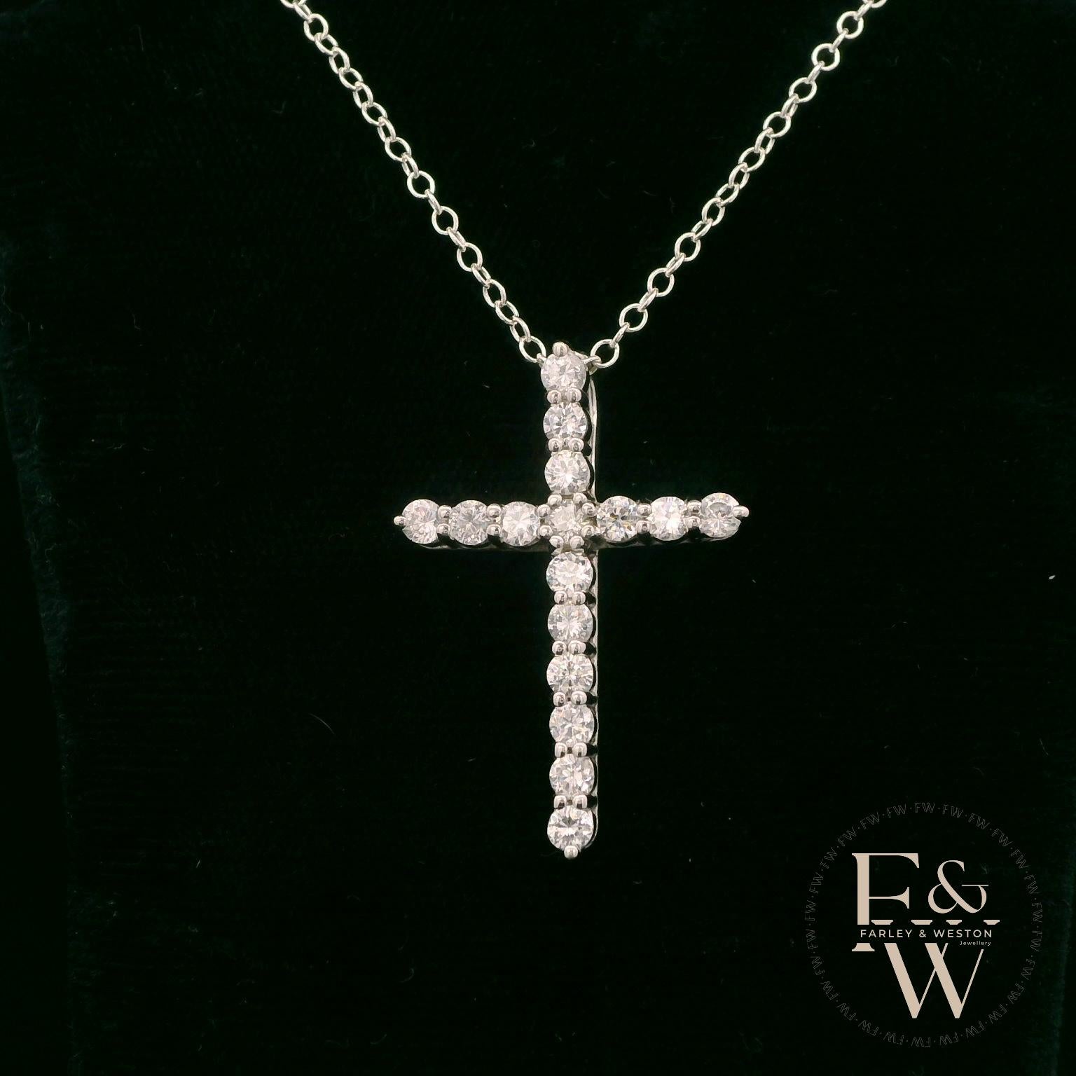 Sterling Silver White Moissanite Cross Pendant