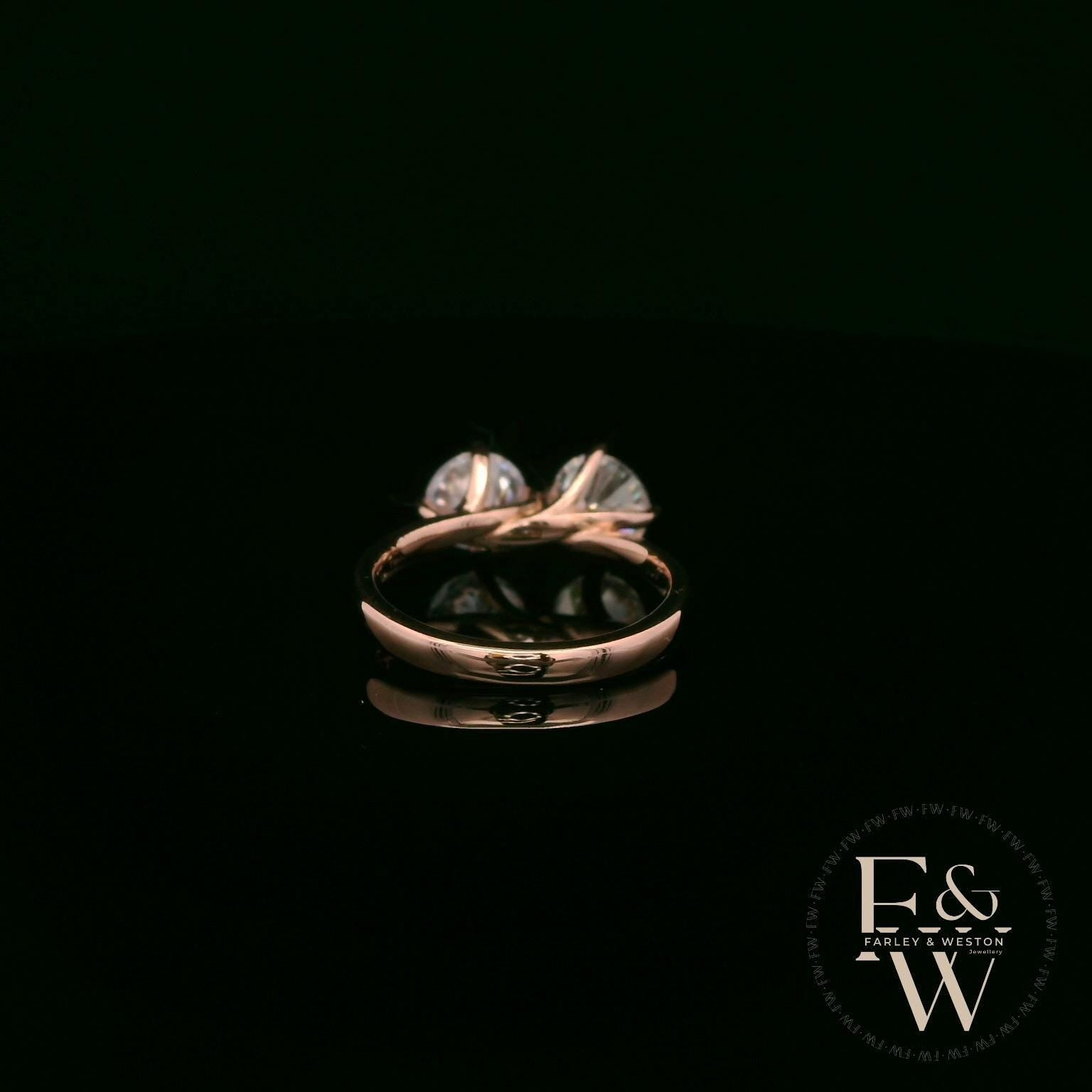 Double Moissanite & 9ct Rose Gold Ring