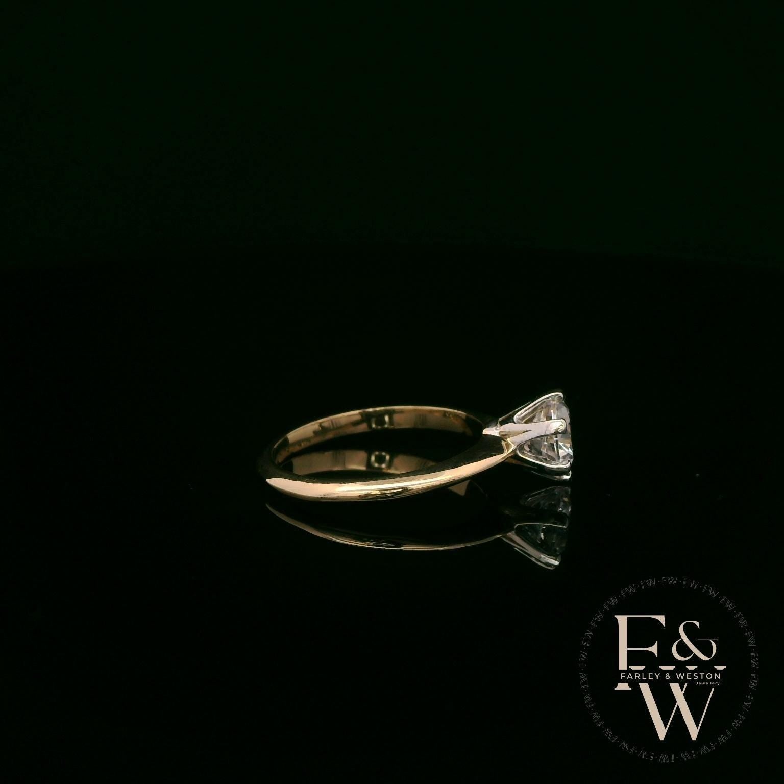 Solitaire Moissanite & 9ct Yellow Gold Engagement Ring