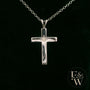 9ct White Gold Lab-Grown Diamond Set Cross Pendant
