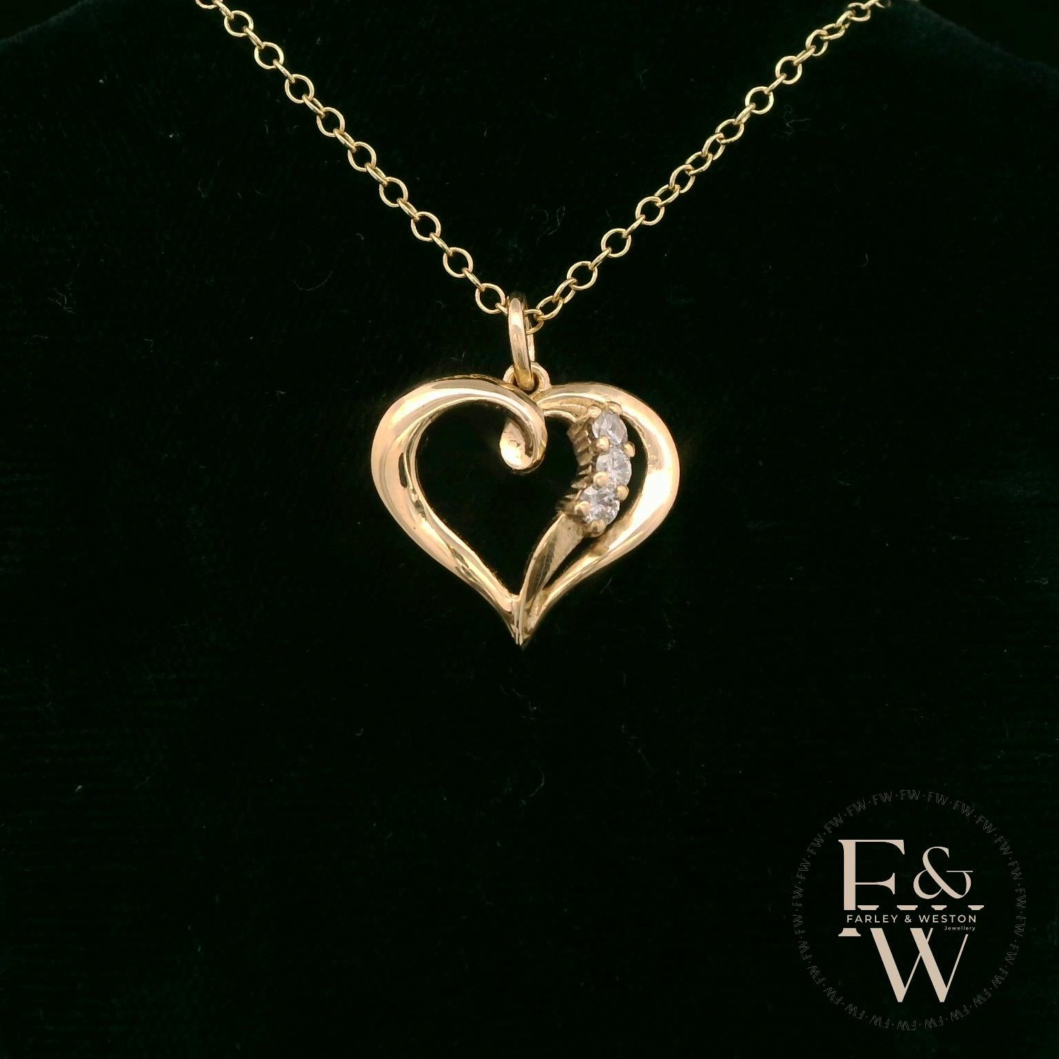 9ct Yellow Gold Small White Moissanite Heart Pendant