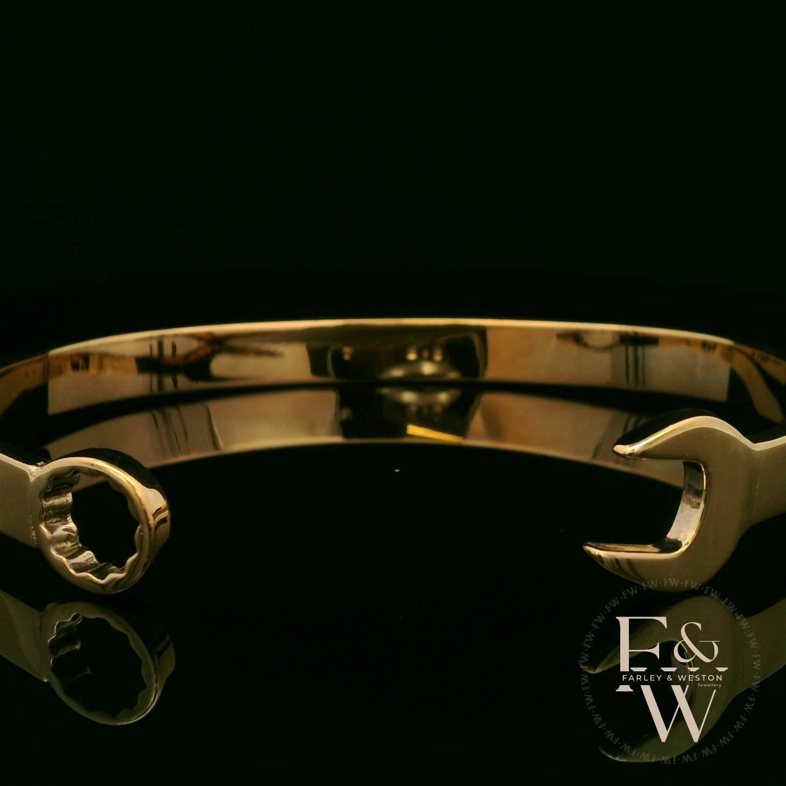 Spanner Bangle Heavy Handmade 9ct Gold 36g UK Hallmarked BL449