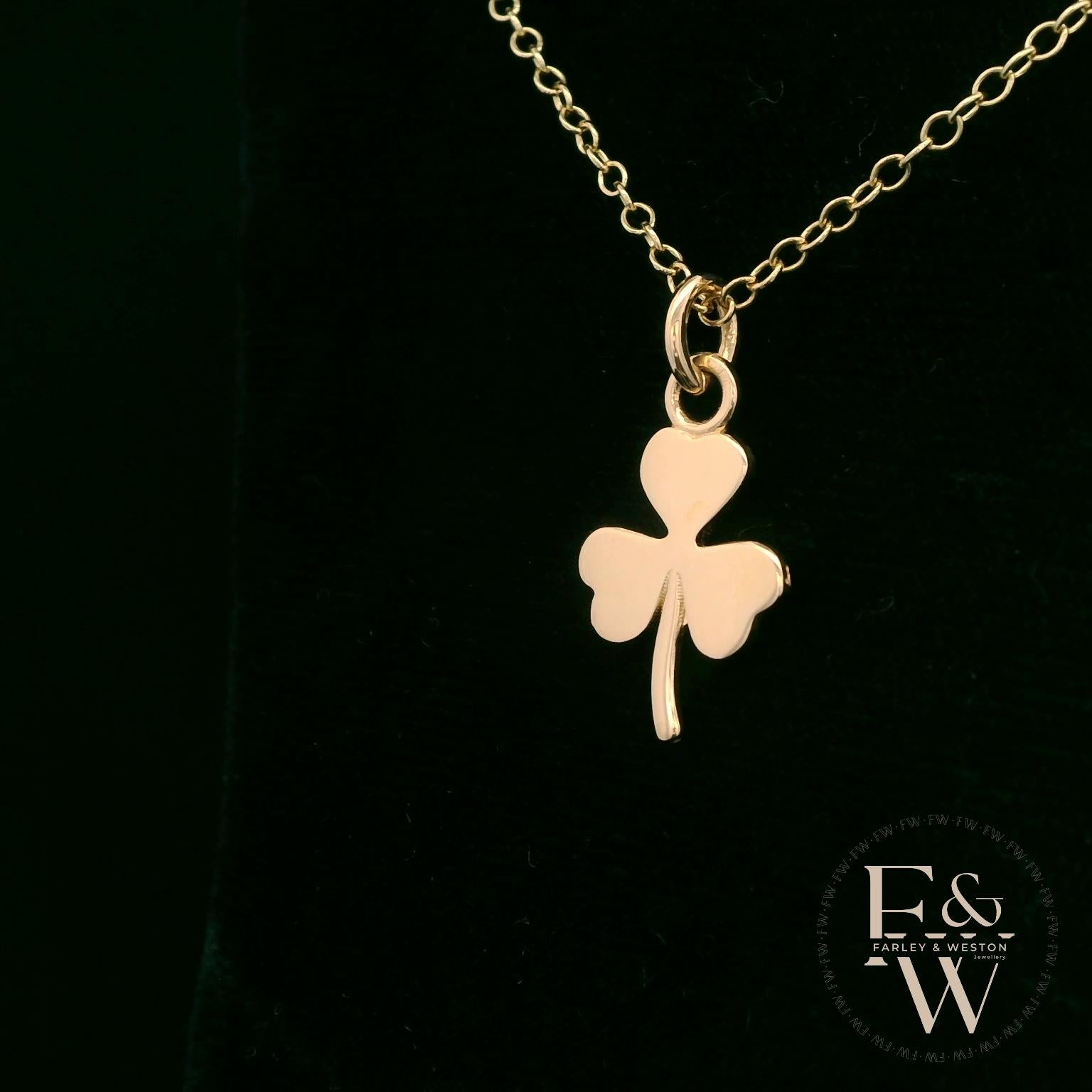 9ct Yellow Gold 3 Leaf Clover Pendant