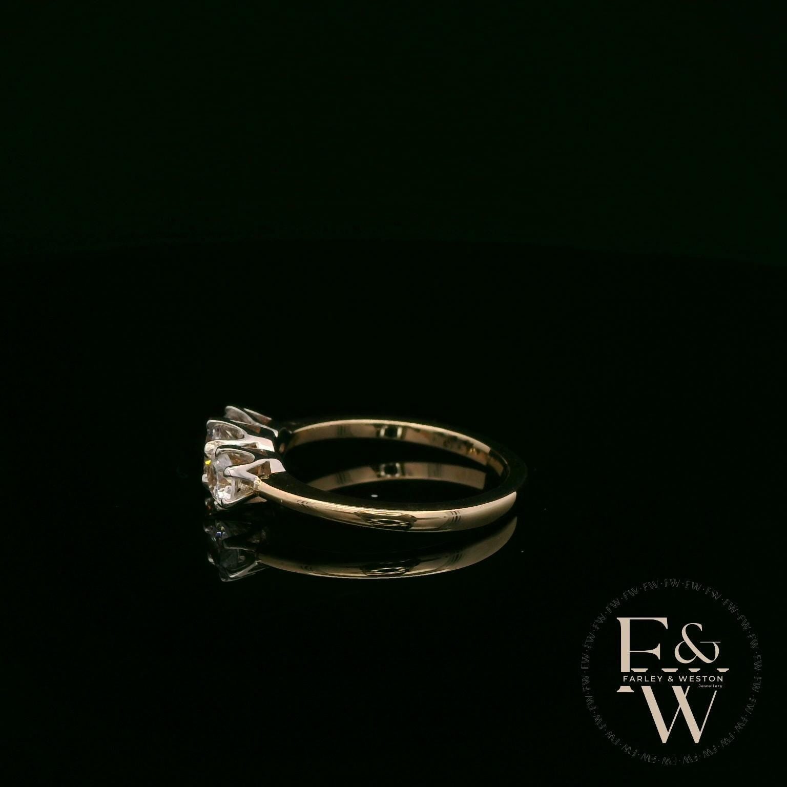 9ct Yellow Gold & Three Stone Moissanite Ring