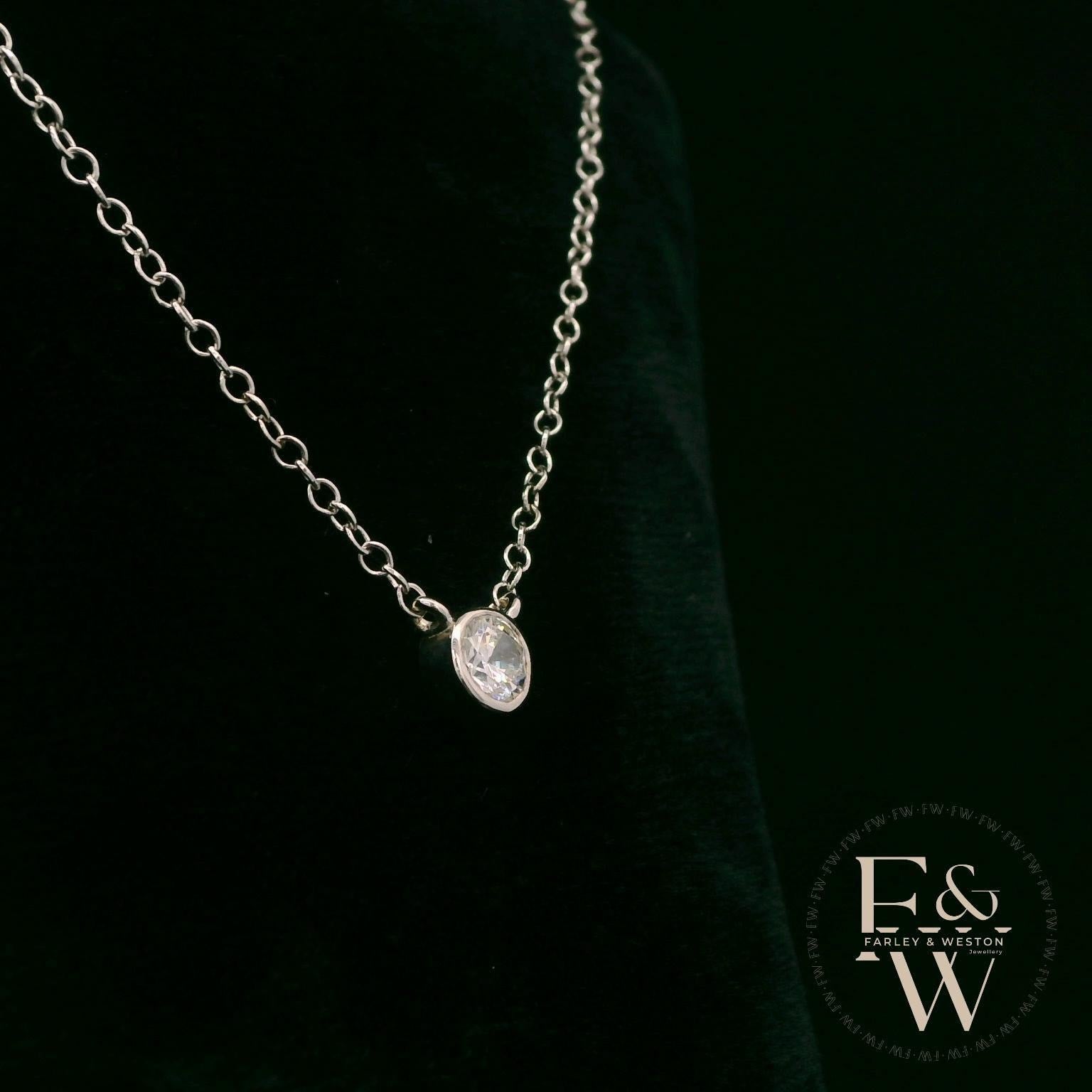 9ct White Gold Single Stone Lab-Grown Diamond Necklace