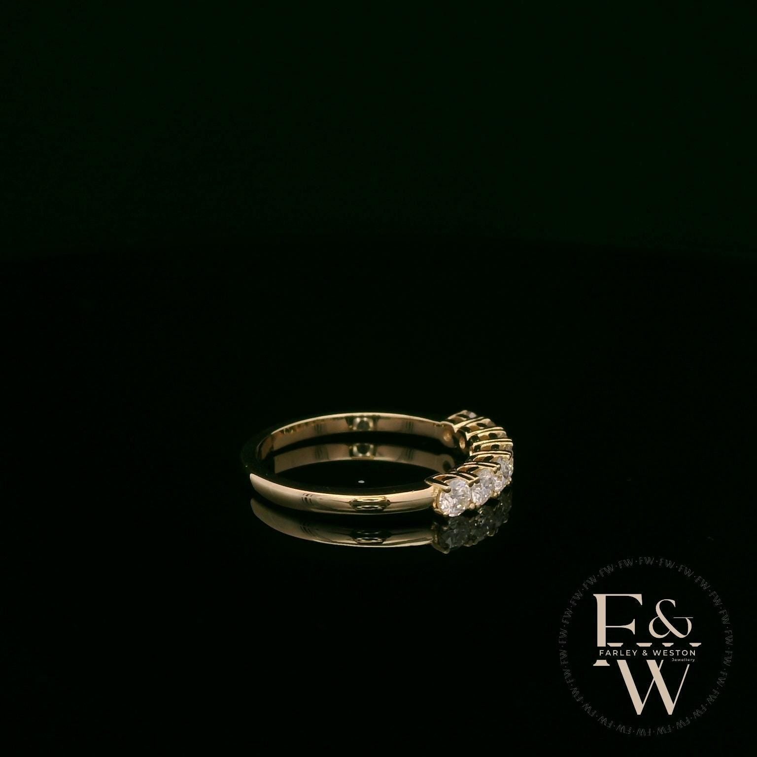 Moissanite & 9ct Yellow Gold Half-Eternity Ring