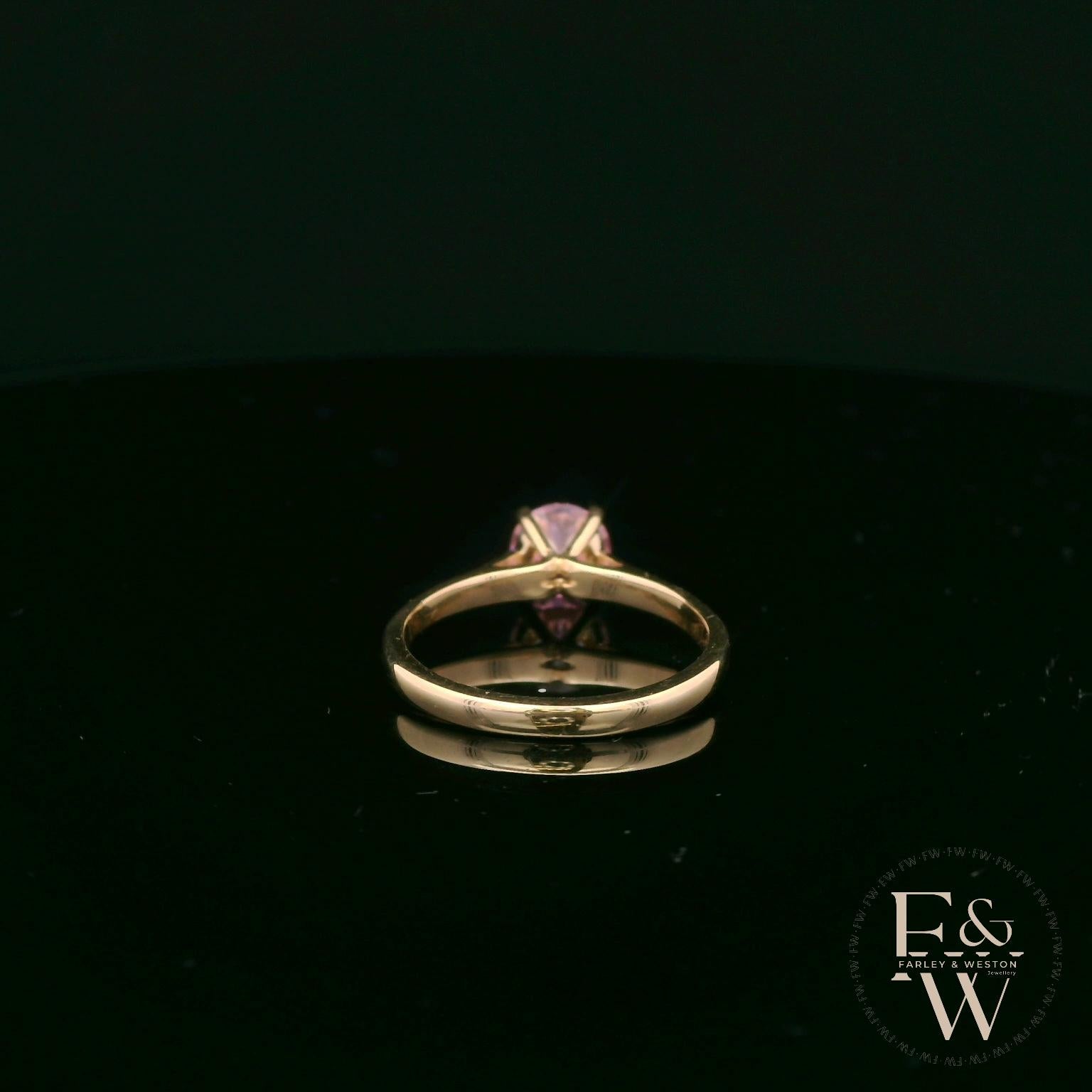 9ct Rose Gold Pink CZ Solitaire Ring