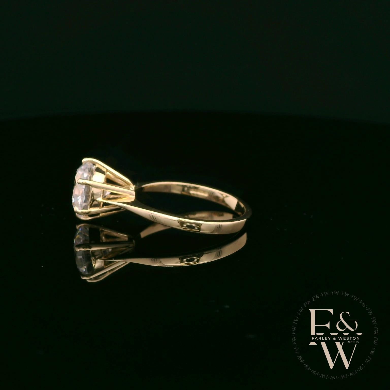9ct Yellow Gold & White Moissanite Single Stone Ring