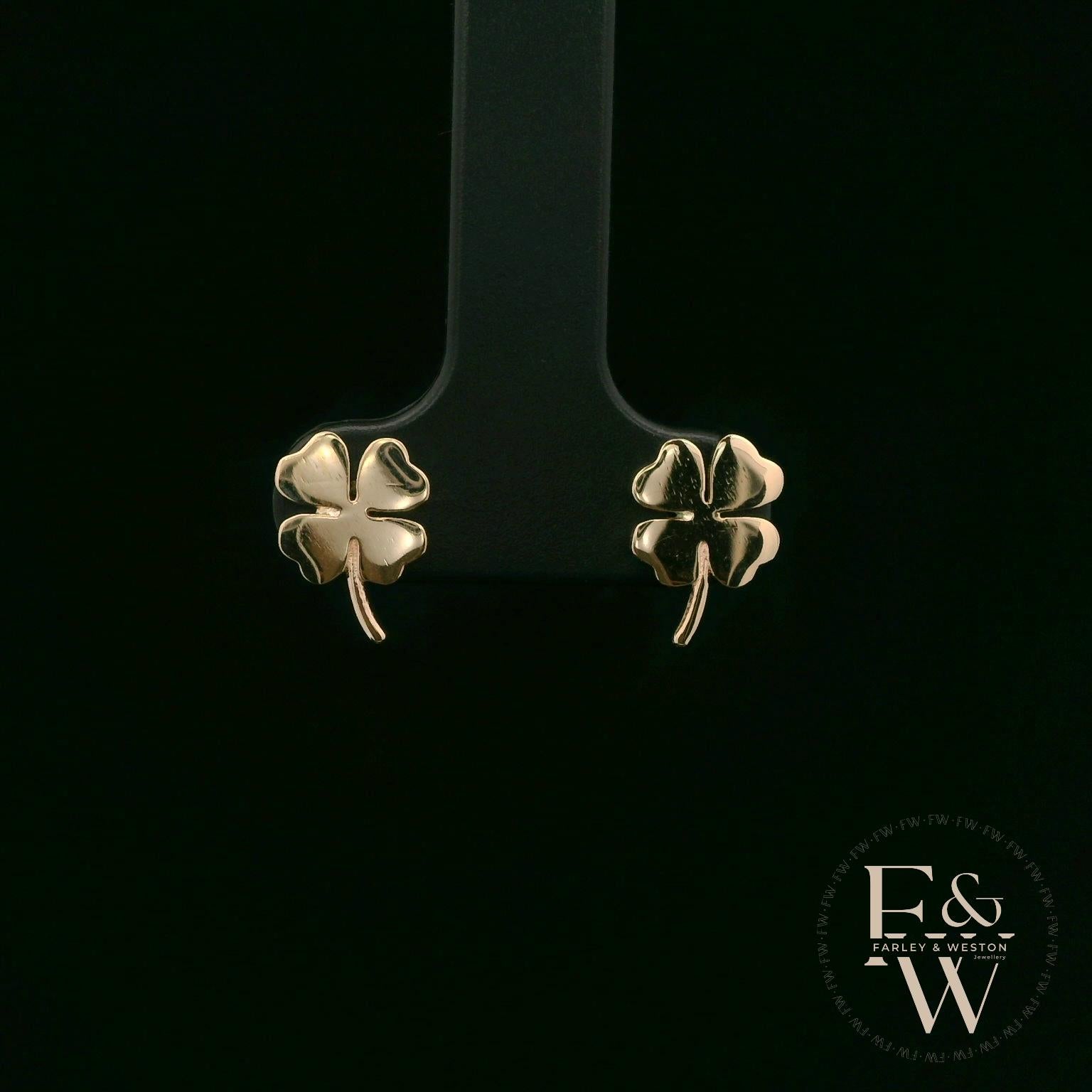 4 Leaf Clover 9ct Yellow Gold Studs