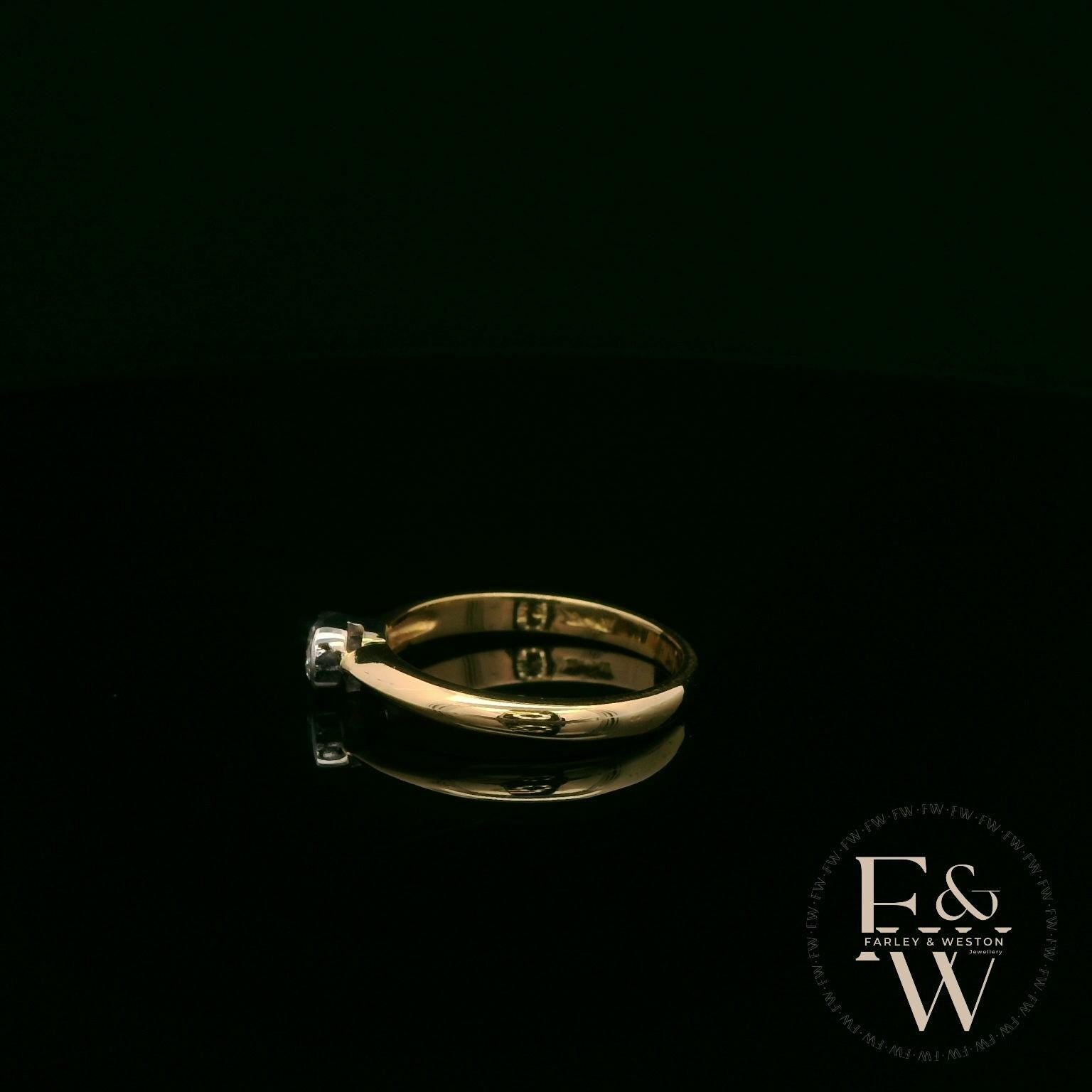 18ct White and Yellow Gold Round-Cut Solitaire Diamond Ring