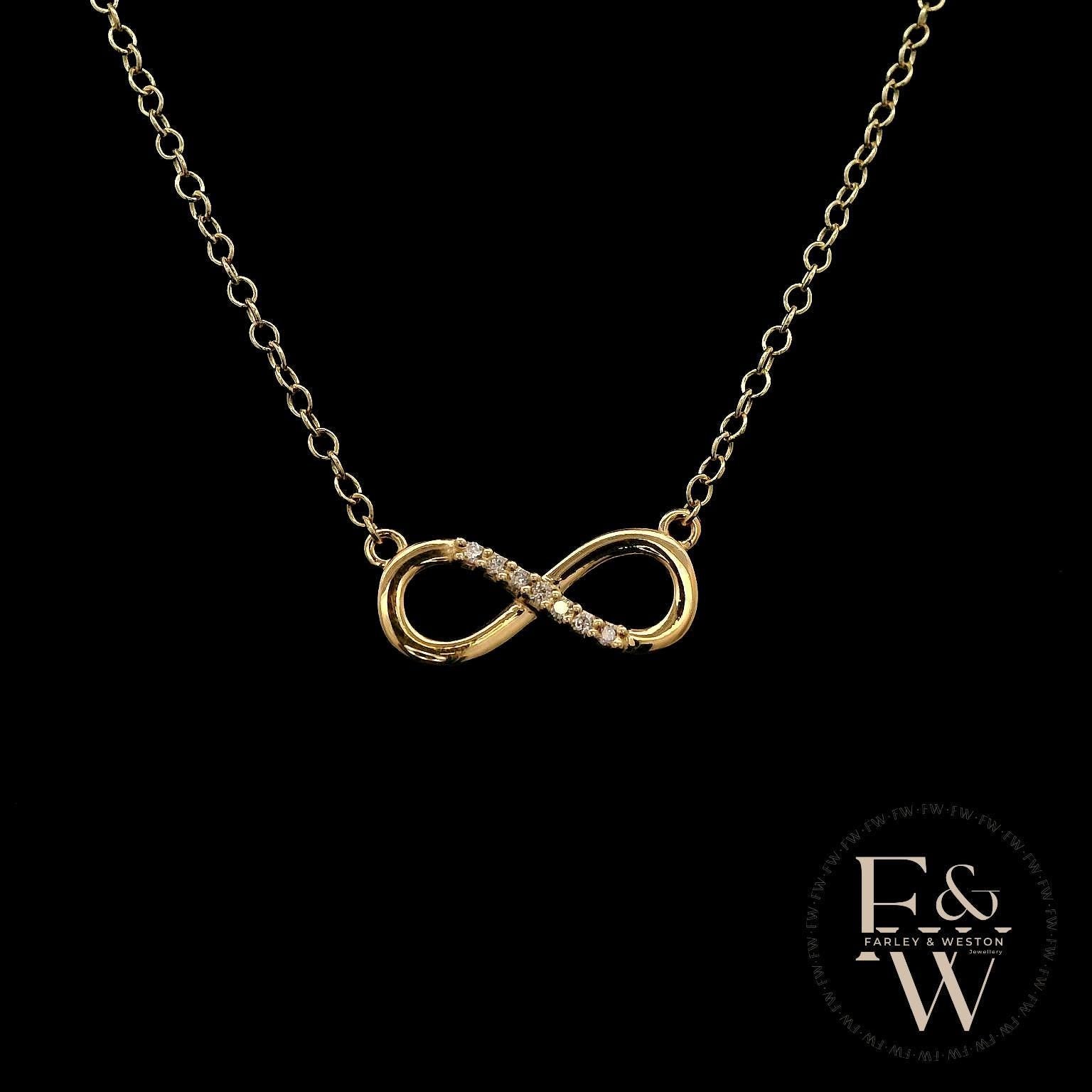 9ct Yellow Gold Infinity Moissanite Pendant