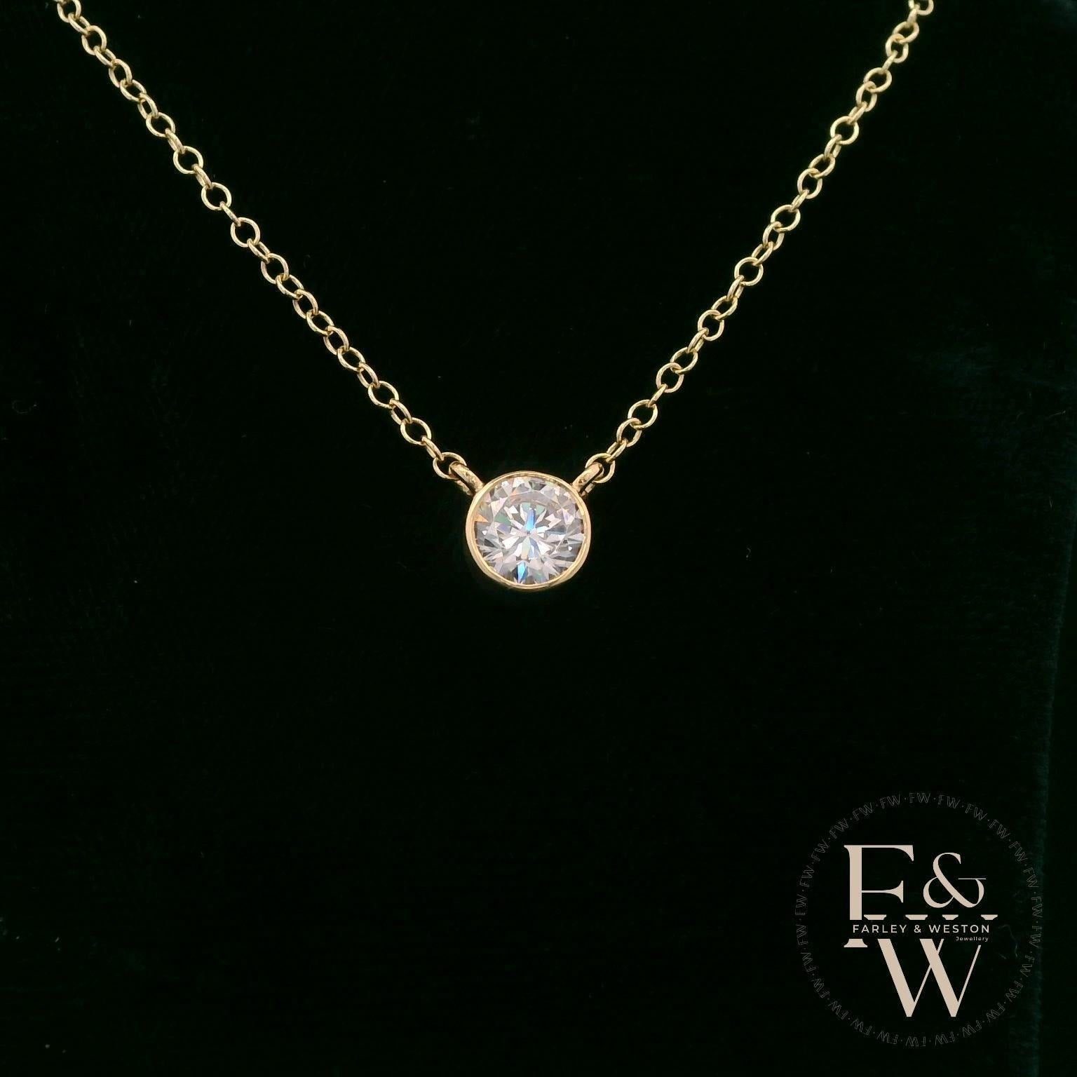 9ct Yellow Single Stone Lab Grown Diamond Necklace