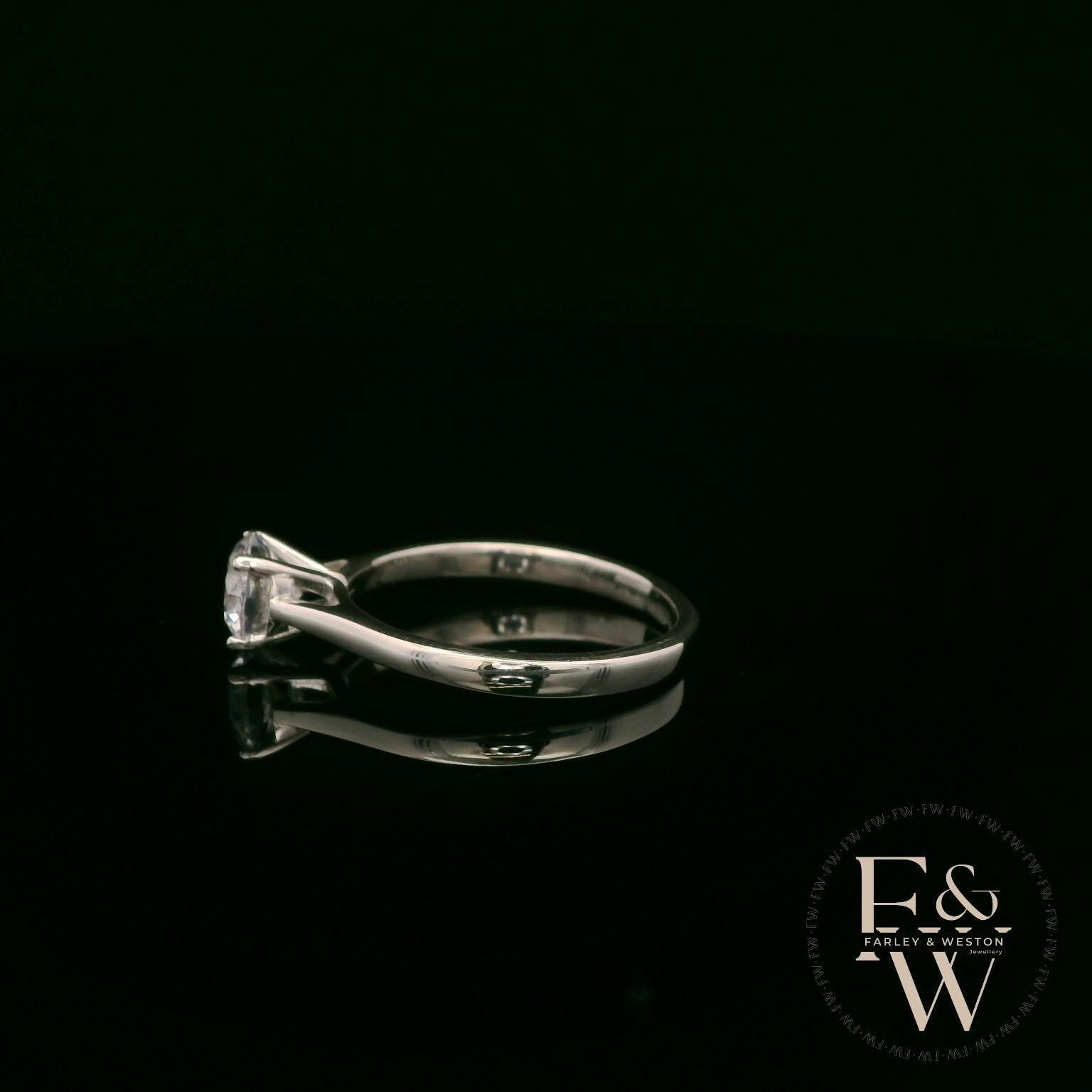 Solitaire Mossanite & Silver Engagement Ring