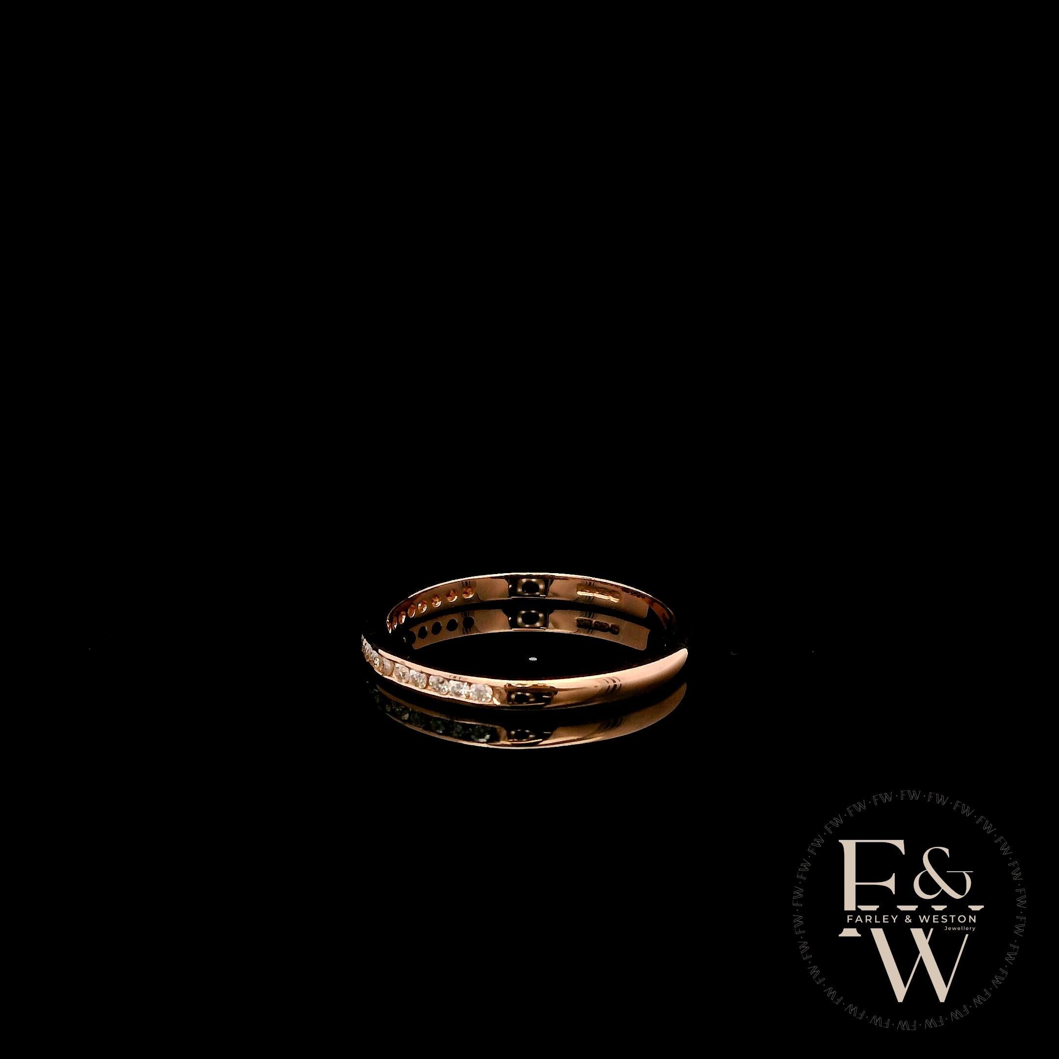 9ct Rose Gold Channel Set White Moissanite Half-Eternity Ring
