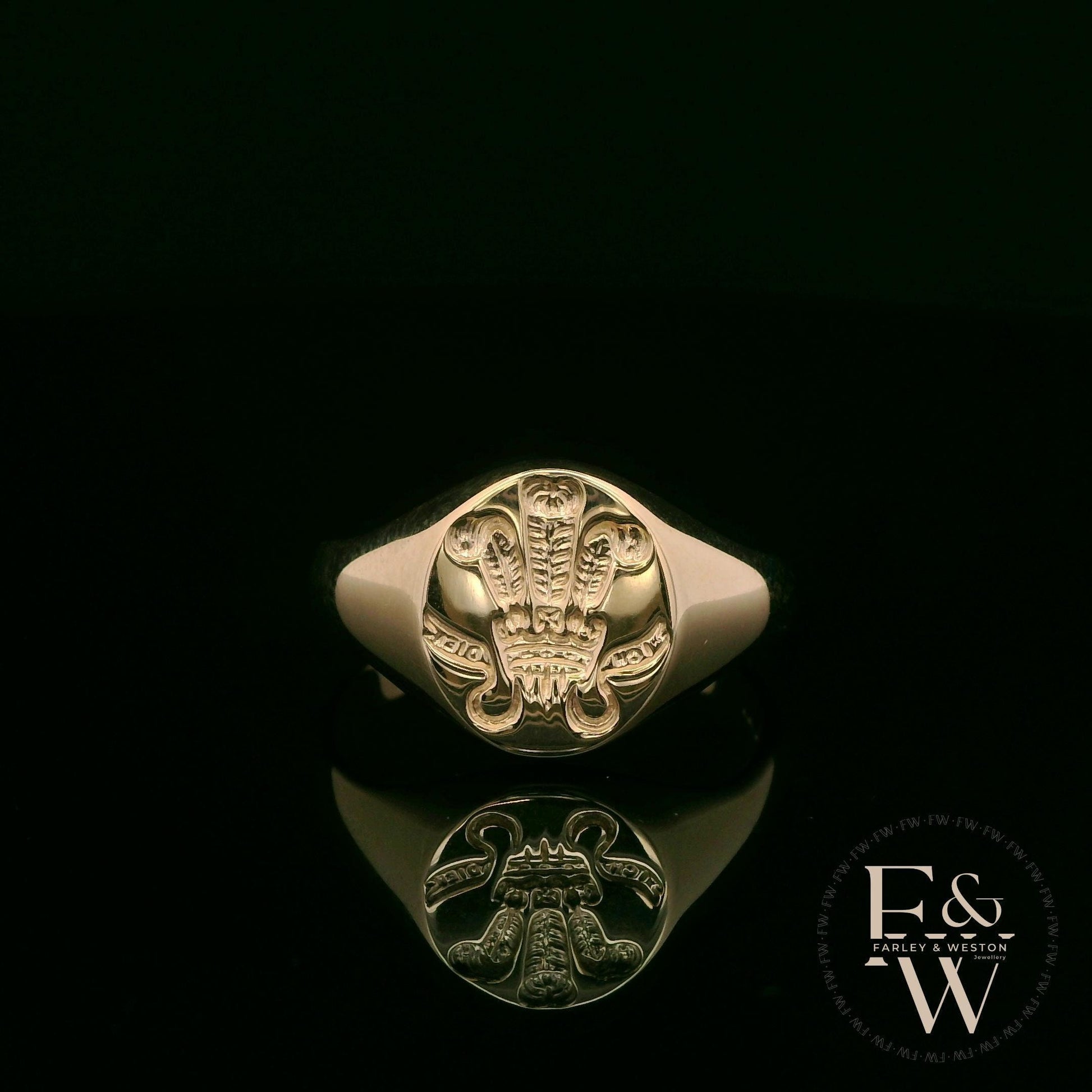 9ct Yellow Gold Welsh Feather Signet