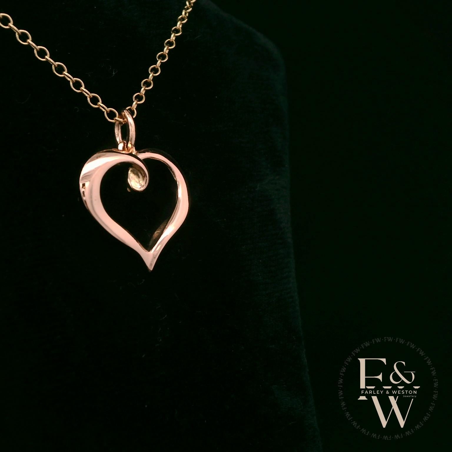 9ct Rose Gold Small Plain Heart Pendant