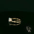 Lab Grown Aqua and Diamond 9ct Yellow Trilogy Ring
