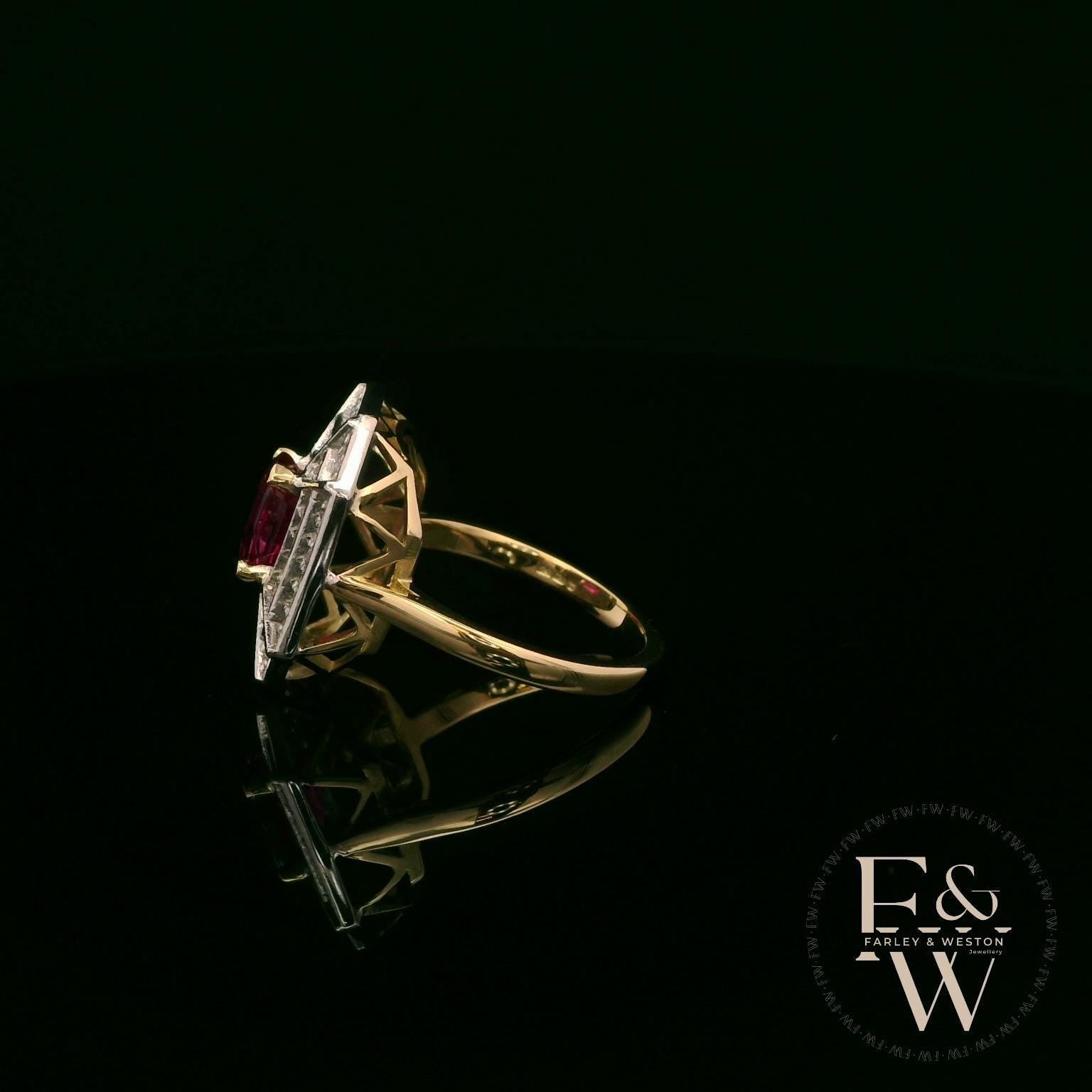18ct White and Yellow Gold Burmese Ruby & Diamond Ring