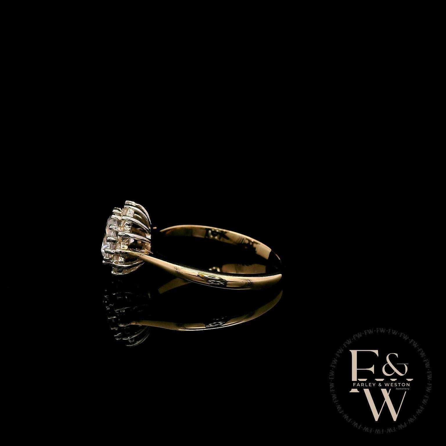 9ct Yellow Gold & White Moissanite Gold Floral Ring