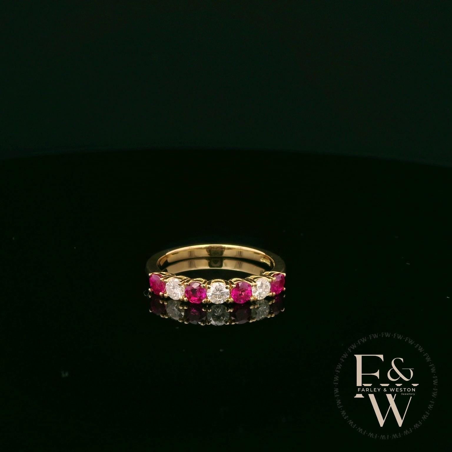 18ct Yellow Gold Round-Cut Ruby & Diamond Ring