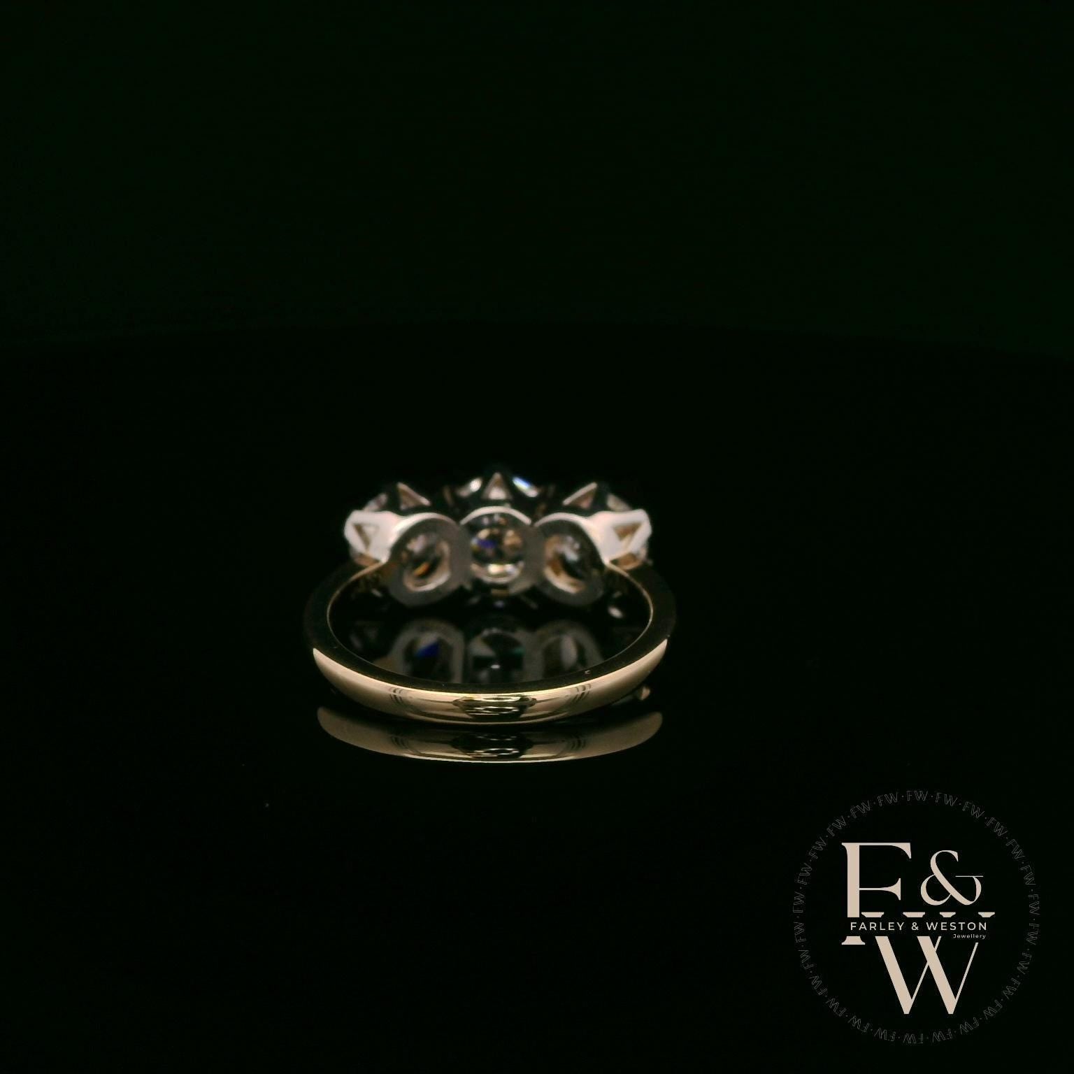 9ct Yellow Gold & Three Stone Moissanite Ring